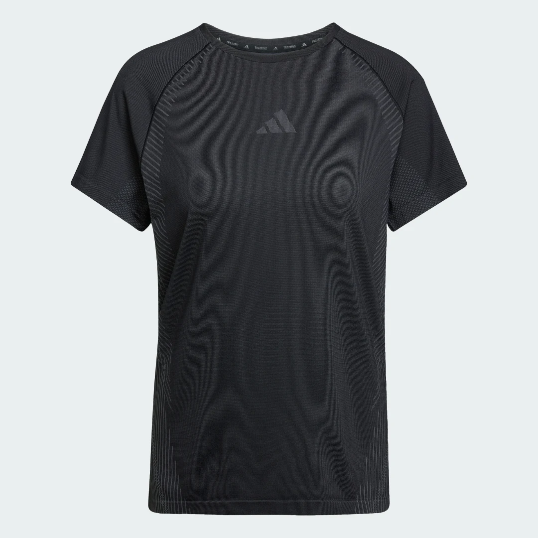 Detalle de Camiseta de punto sin costuras de Adidas – negro
