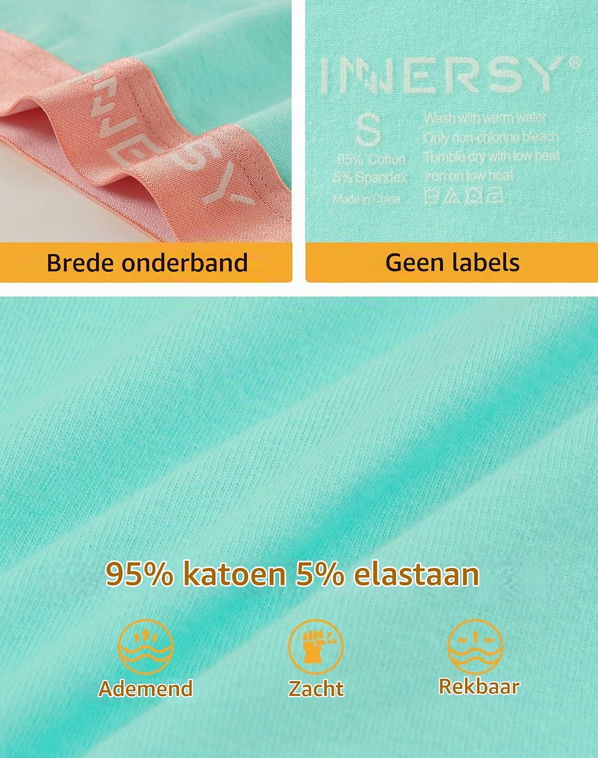 Detalle 1 de INNERSY katoenen sportbeha voor meisjes, 3-pack zonder beugel