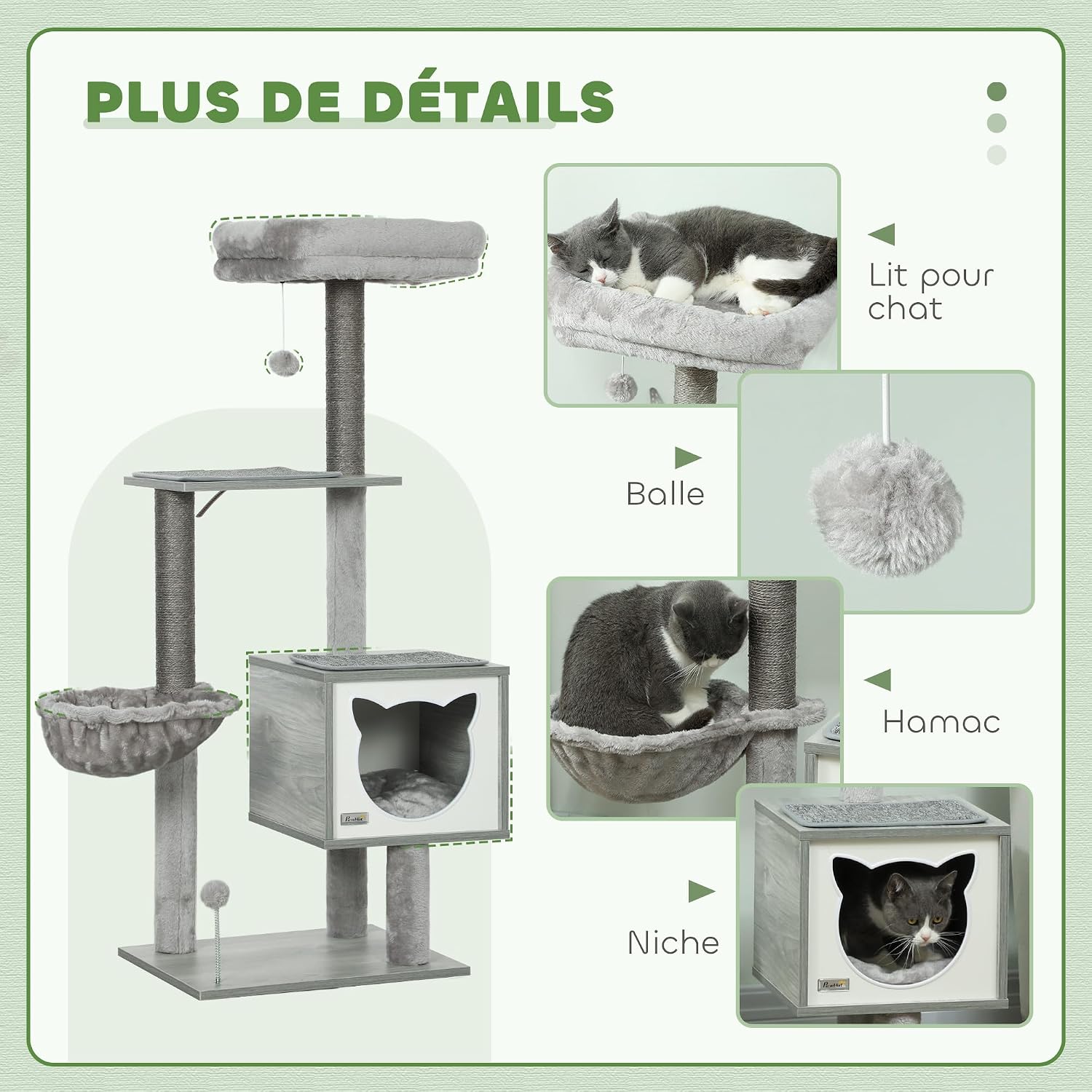 Thumbnail 4 de PawHut Arbre à Chat Hauteur 126 cm