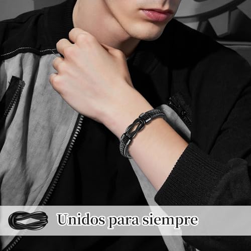 Detalle de YELUWA Pulsera de Graduación 2026 para Hombre en Cuero – Regalo con Tarjeta y Caja