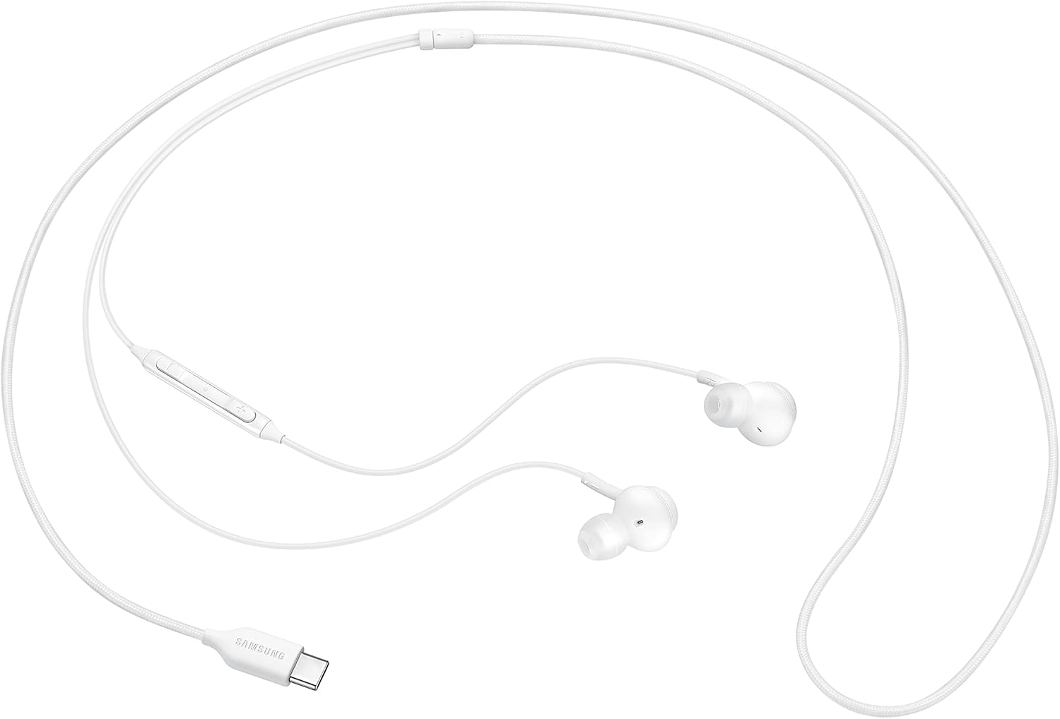 Detalle de Samsung Type-C Earphones EO-IC100 mit AKG-Sound – Zwei-Wege-Lautsprecher, Gewebekabel, USB-C, Weiß