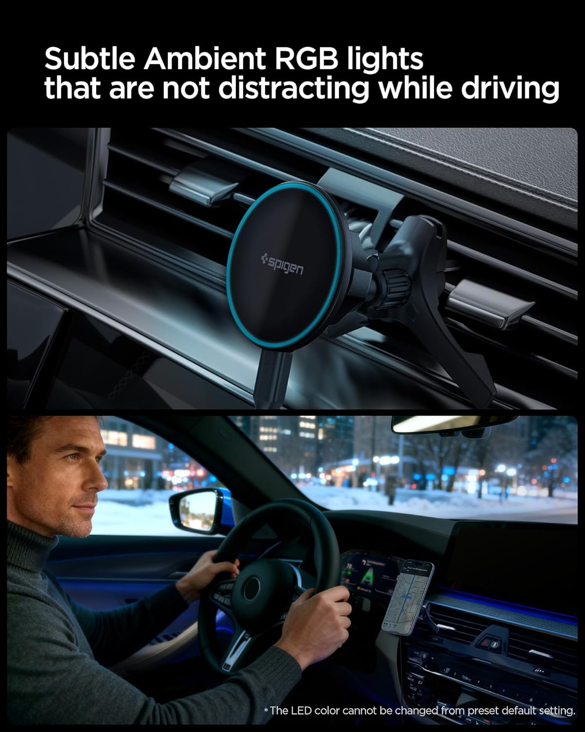 Thumbnail 3 de Spigen Essential MagFit Qi2 15W chargeur MagSafe pour voiture avec câble USB‑C de 1,5 m et fixation sur grille