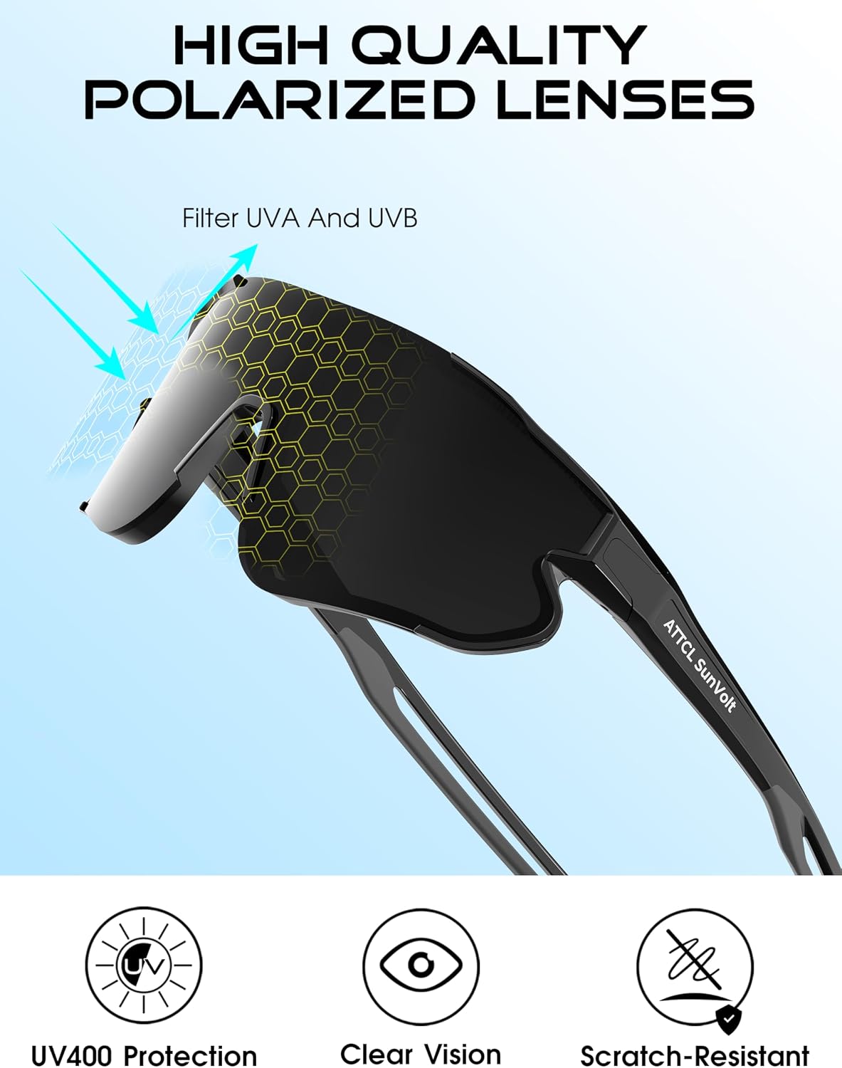 Thumbnail 3 de ATTCL Lunettes de soleil de sport légères UV400 pour enfants et adolescents XQ548