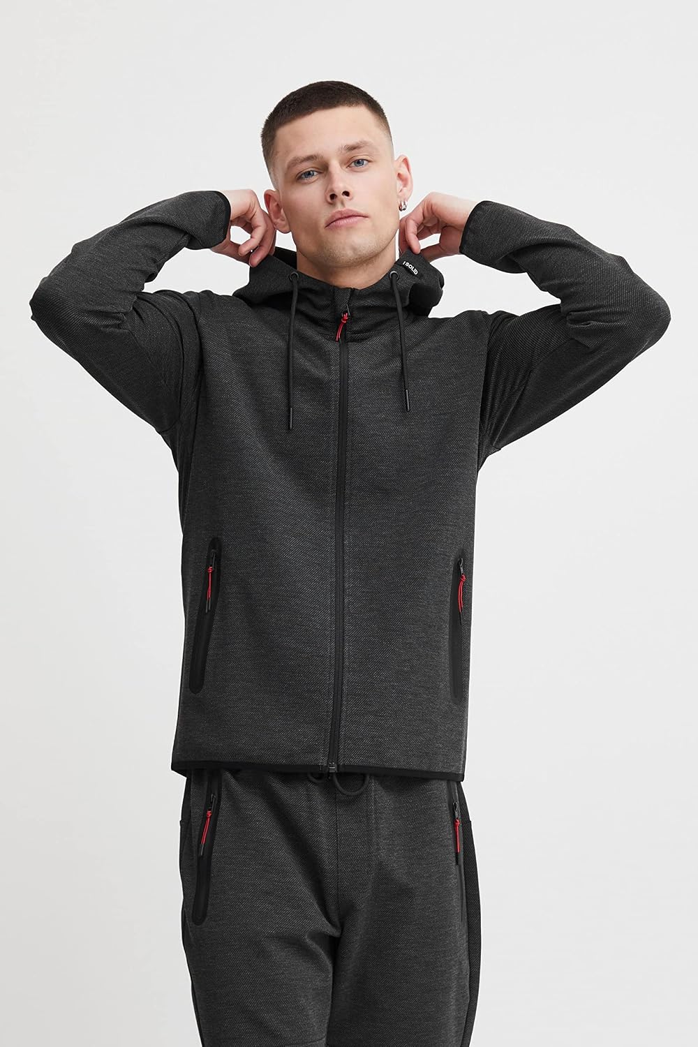 Detalle de !Solid SDVidit Herren-Sweatjacke mit Kapuze (Dunkelgrau Melange)