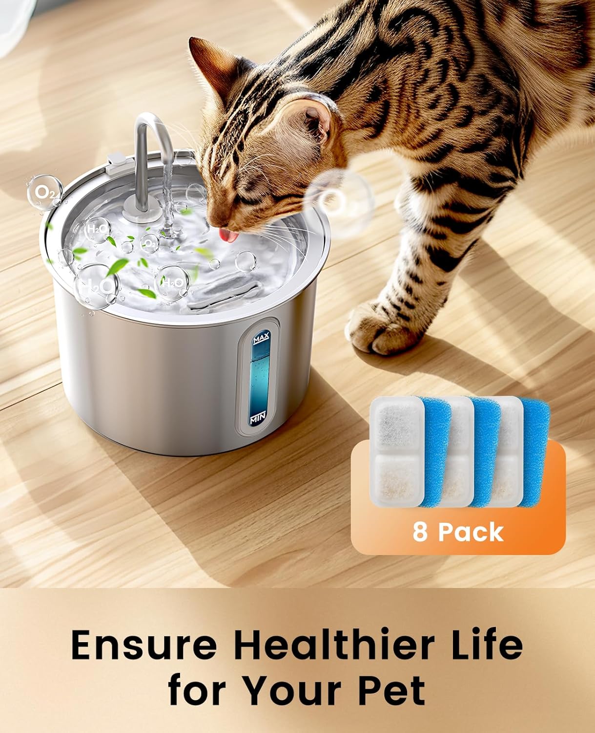 Thumbnail 3 de oneisall 8-Pack filtri sostitutivi per fontana per gatti in acciaio inox 316 con carbone attivo