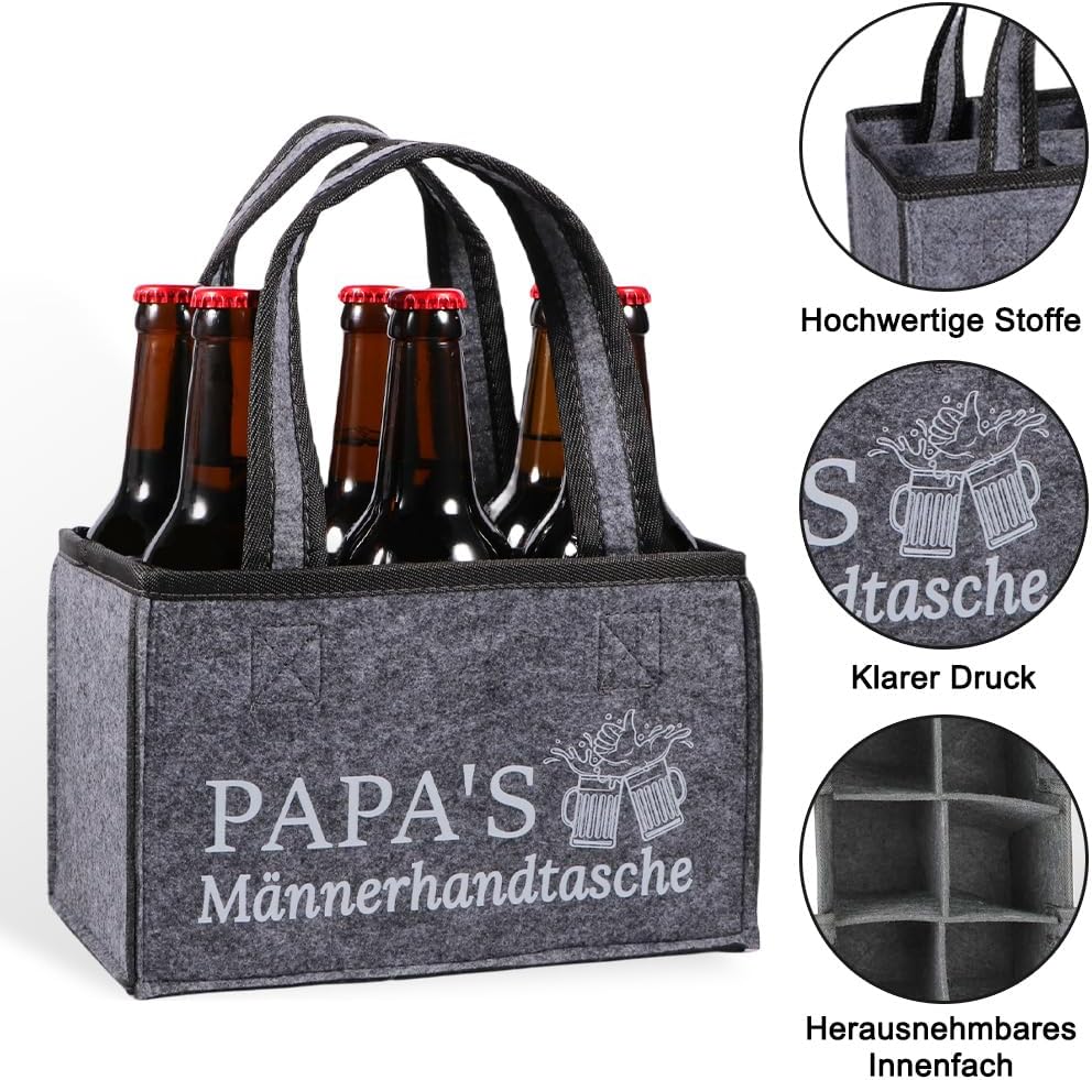 Thumbnail 2 de Papa Handtasche Bier 6 Flaschen Filz
