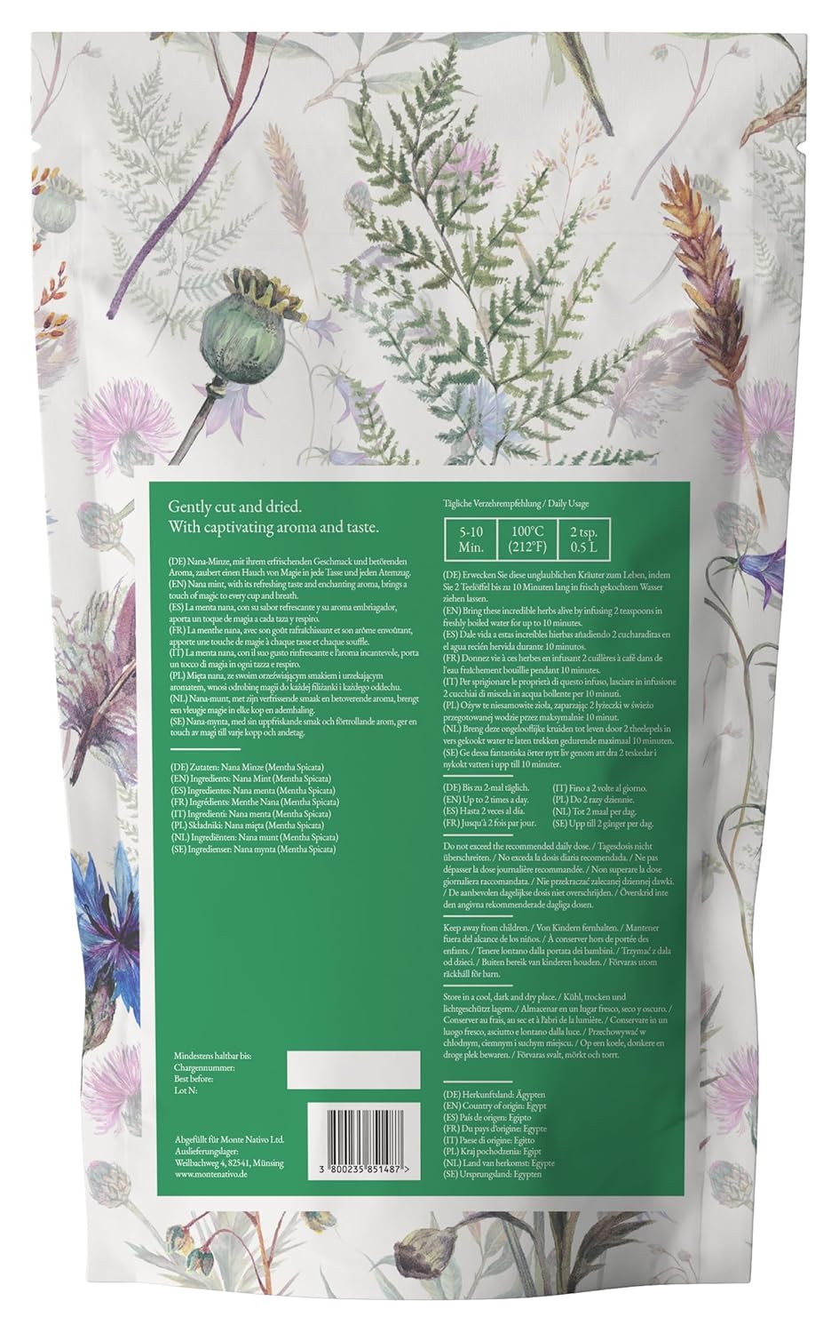 Detalle de Spearmint Tea Monte Nativo (200g) – Nana Minze Tee