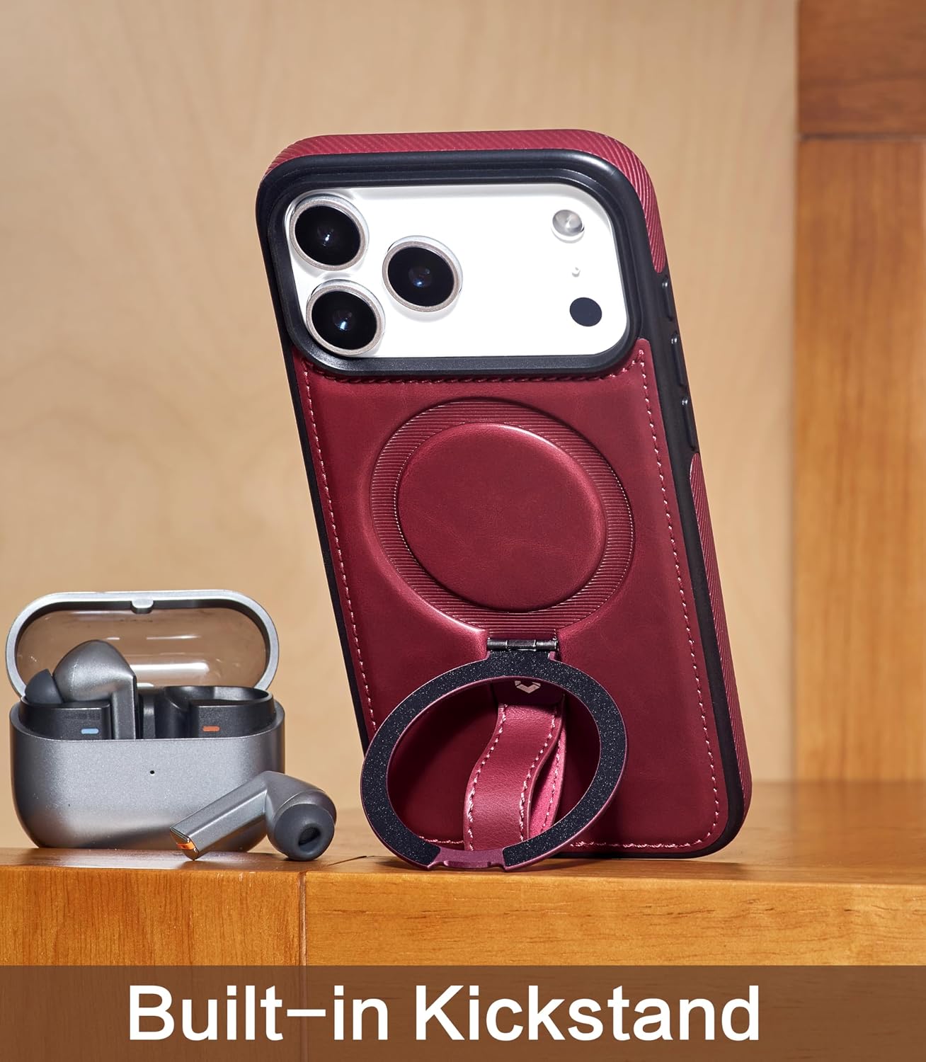 Thumbnail 5 de BUTAIGA iPhone 17 Pro Max leather case with stand 6.9"