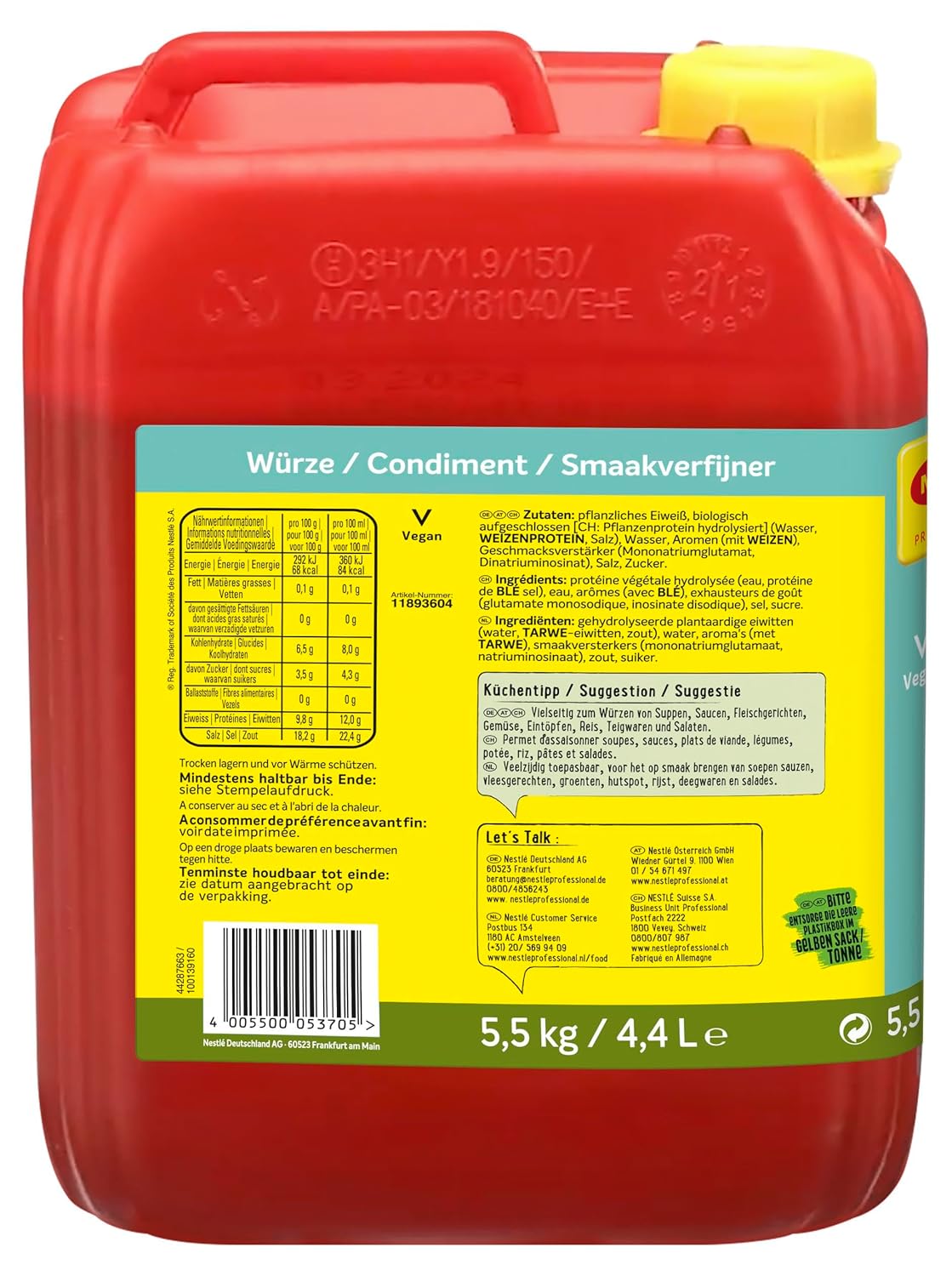 Detalle de MAGGI Professional Würze vegan – universell einsetzbar, 5,5 kg Kanister