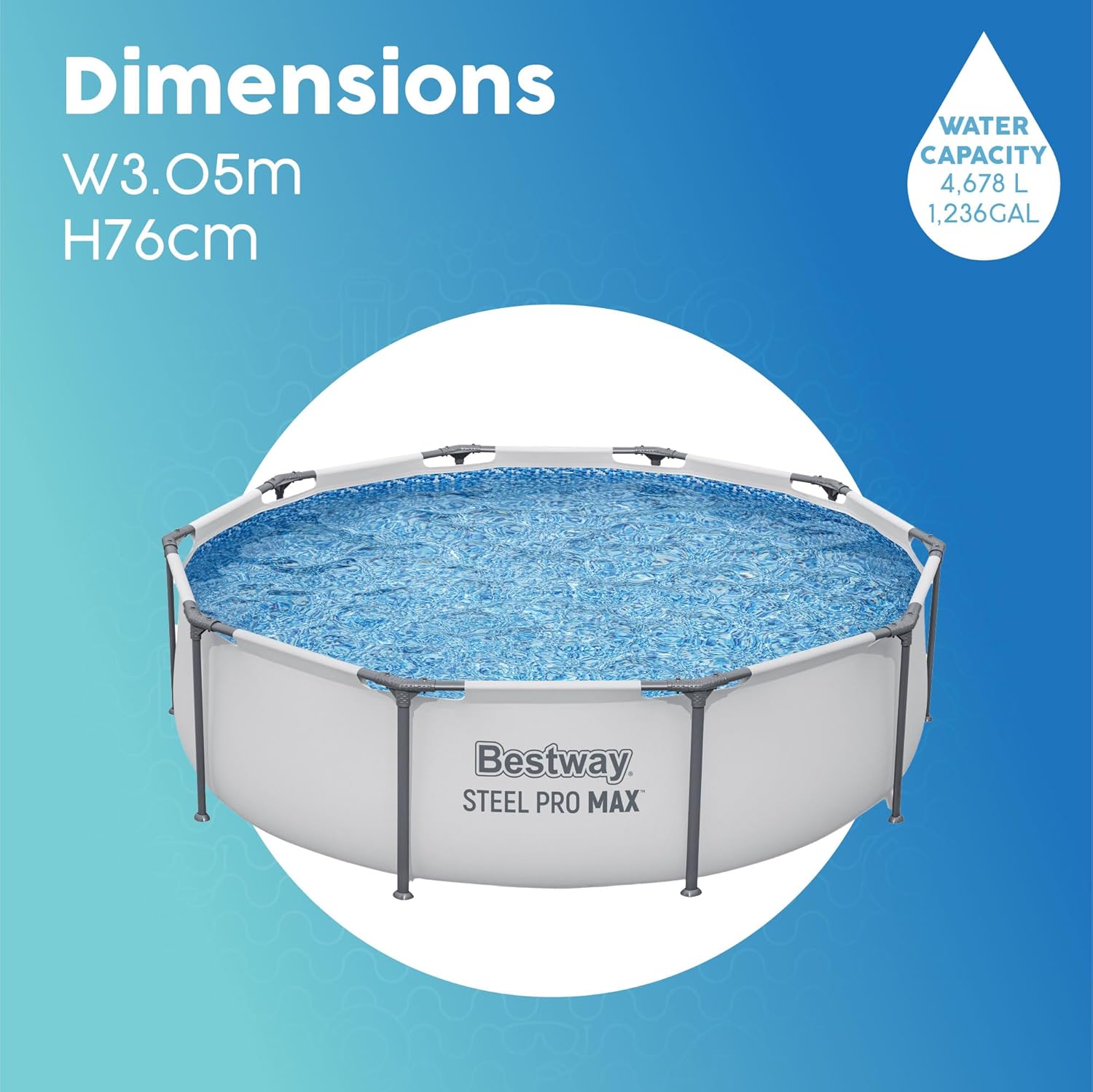 Thumbnail 6 de Bestway Piscine Steel Pro Max 56406 Gris 305 x 76 cm