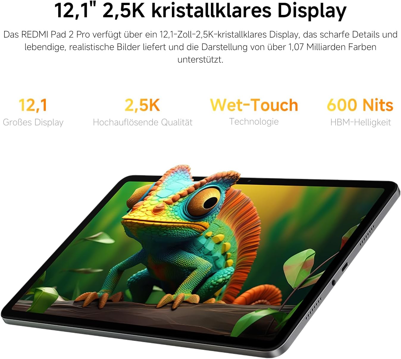 Thumbnail 5 de Xiaomi Redmi Pad 2 Pro 6+128 GB (12,1" 2,5K, 120 Hz) Graphitgrau – Tablet mit großem 12.000-mAh-Akku