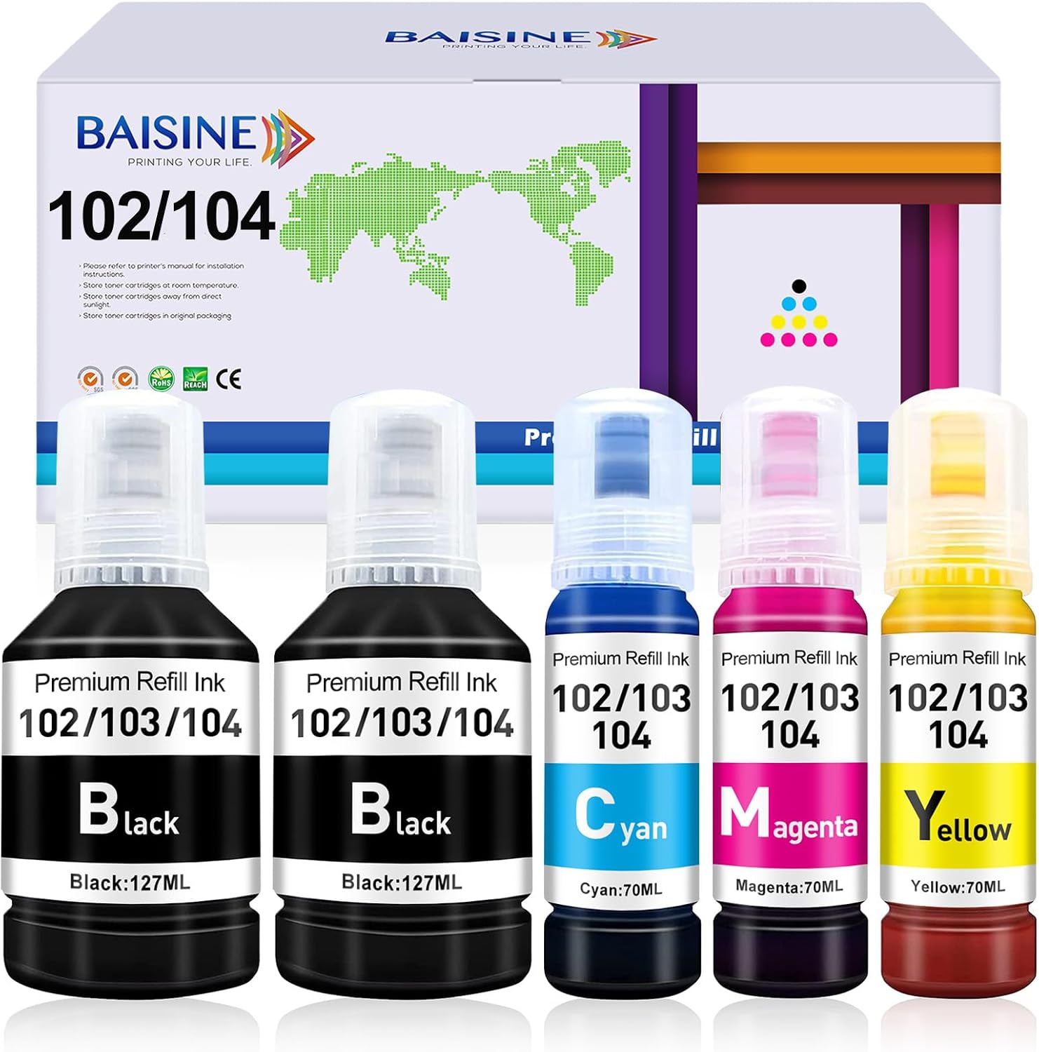 Thumbnail 6 de BAISINE 104 Inchiostro Compatibile per Epson – Multipack 140 ml/70 ml per stampanti Ecotank ET-