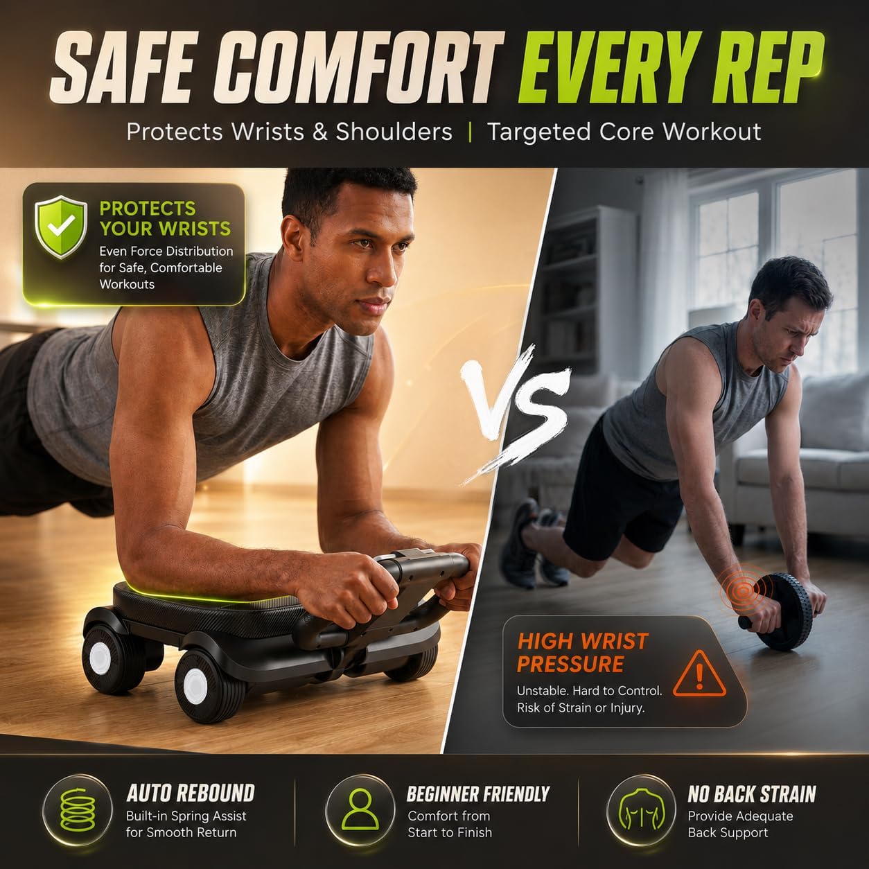 Detalle 2 de EAST MOUNT Pilates Reformer Board – Home Ab Wheel for Core Work