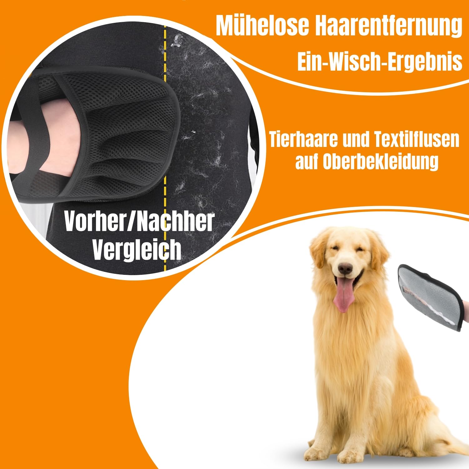 Detalle 2 de Upgrade Tierhaar Handschuh Fell Magnet – doppelseitiger Tierhaarentferner für Katzen & Hunde (2 Stück, schwarz)