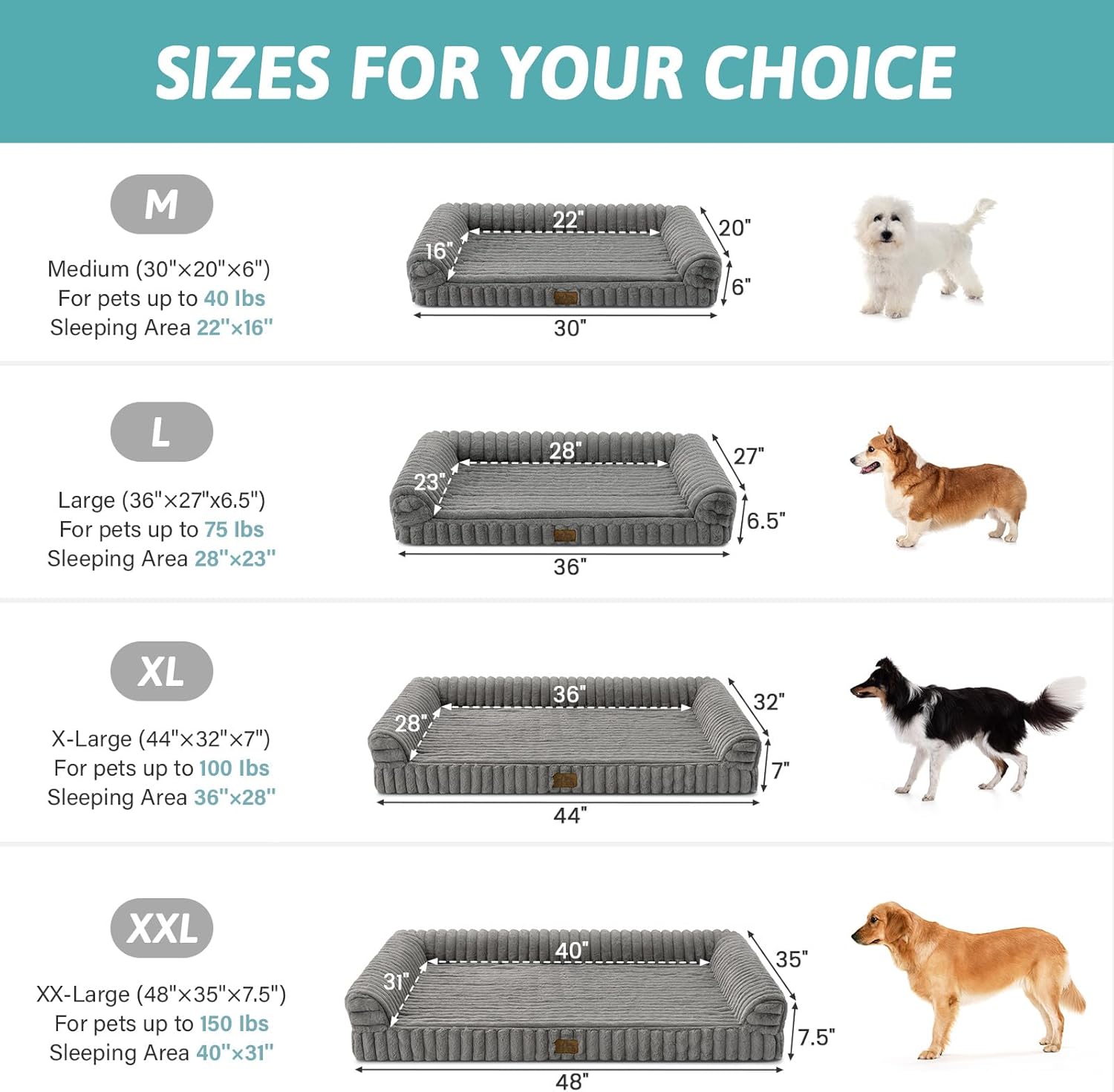 Thumbnail 1 de COZY KISS Orthopaedic Dog Bed for Extra Large Dogs — 110x80x17cm with Egg-Crate Foam and Removable Waterproof Cover