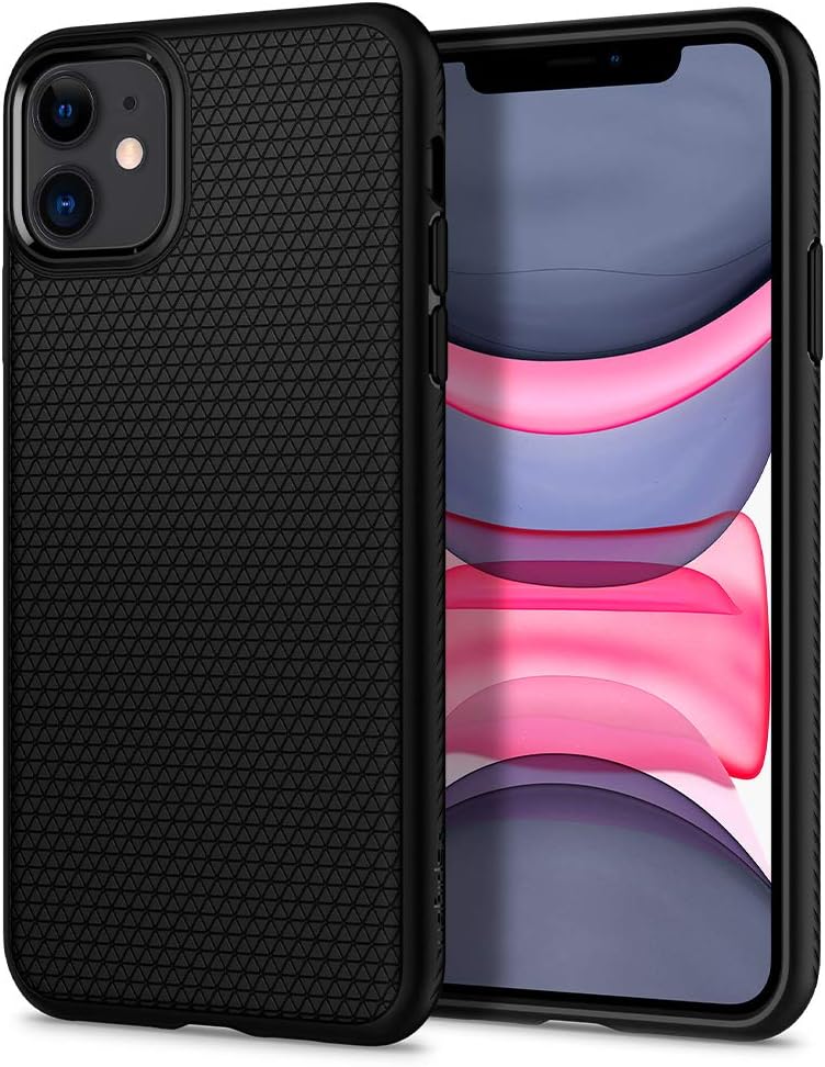 Detalle de Spigen Liquid Air pour iPhone 11 – coque noire mate en polyuréthane thermoplastique