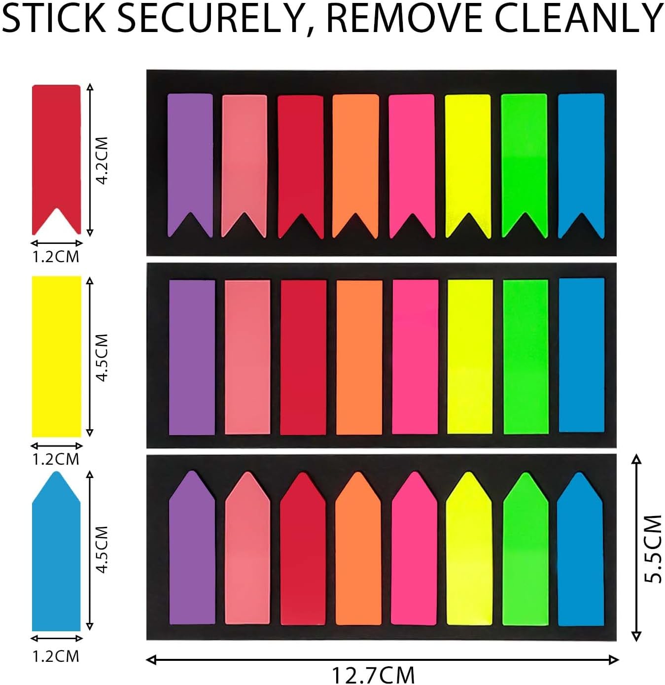 Detalle de Xcdhemde EU-BQZ plakmarkers, 1.200 stuks in 8 kleuren en 3 vormen