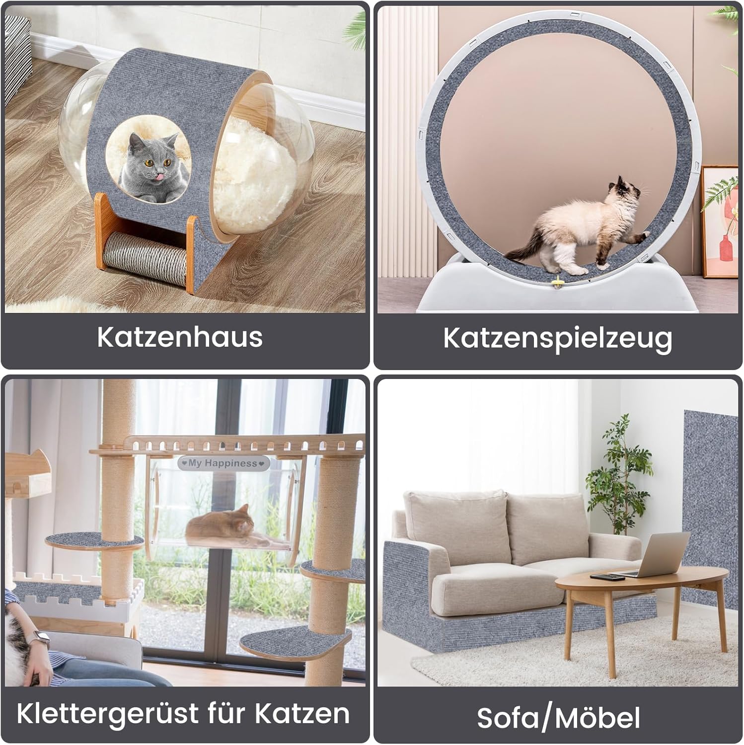 Thumbnail 2 de FaAmour Selbstklebende Kratzmatte Katze als DIY-Kratzschutz für Sofa & Möbel (Grau, 100 × 30 cm)