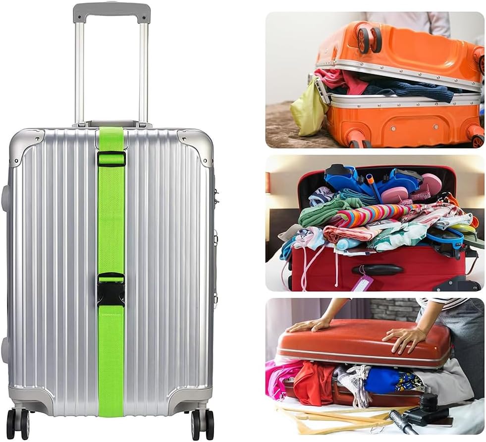 Detalle 2 de Luggage Straps - Adjustable, Thickened Packing Belts for Secure Travel (Green, 2–4 Pieces)