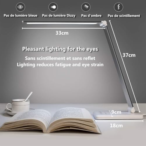 Detalle de SLATOR Lampe de Bureau LED—DIMMABLE & Multicolore, USB, minuterie, et bras flexible