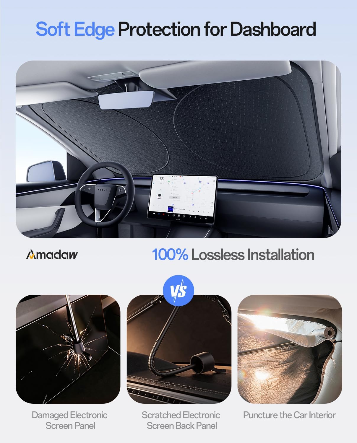 Thumbnail 6 de Amadaw Windshield Sun Shade for Sedans, SUVs & Trucks – Universal Fit with Multi-Layer UV Block & Heat Insulation