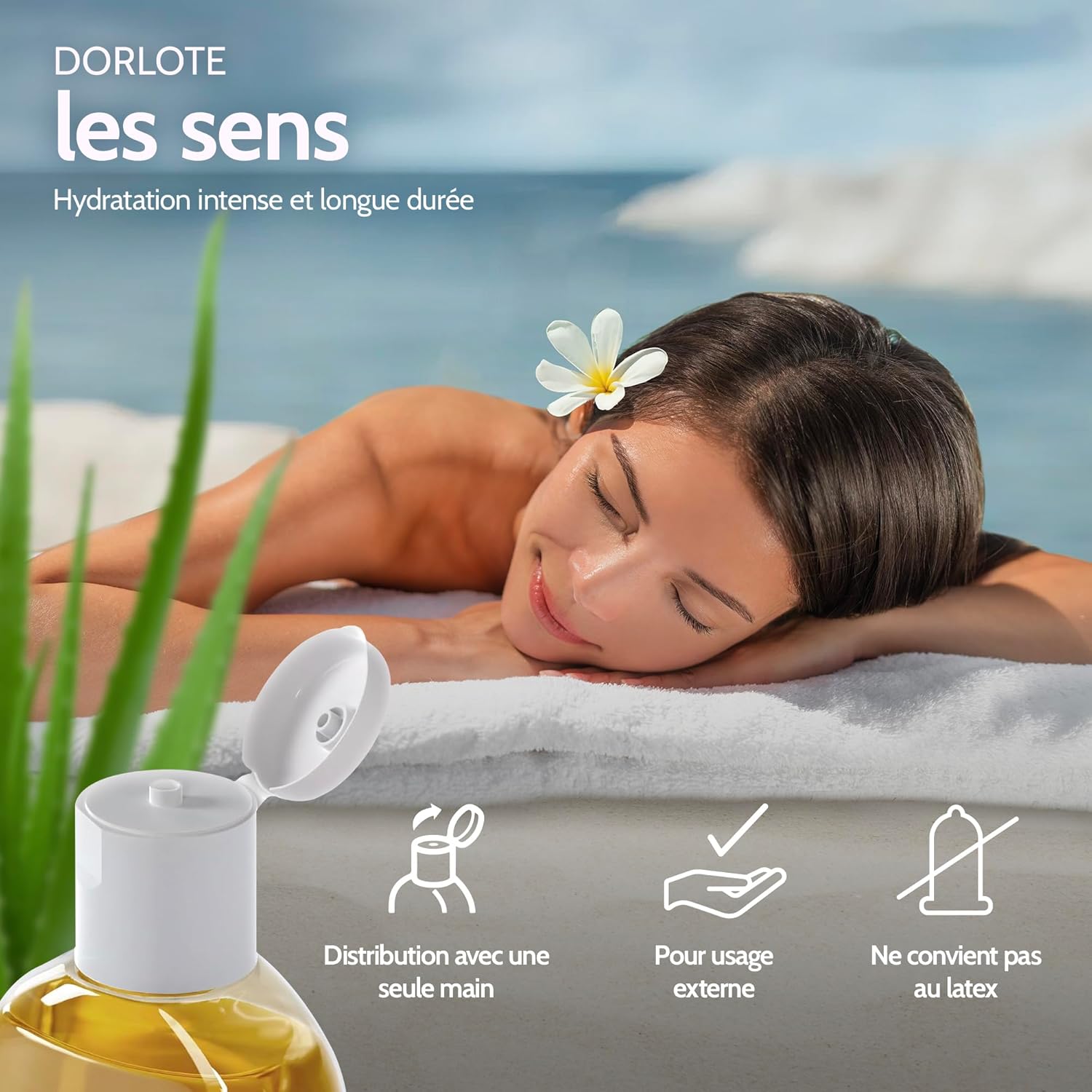 Detalle de Vibratissimo Sensual Care — Huile de massage nourrissante à l’aloe vera, 250 ml