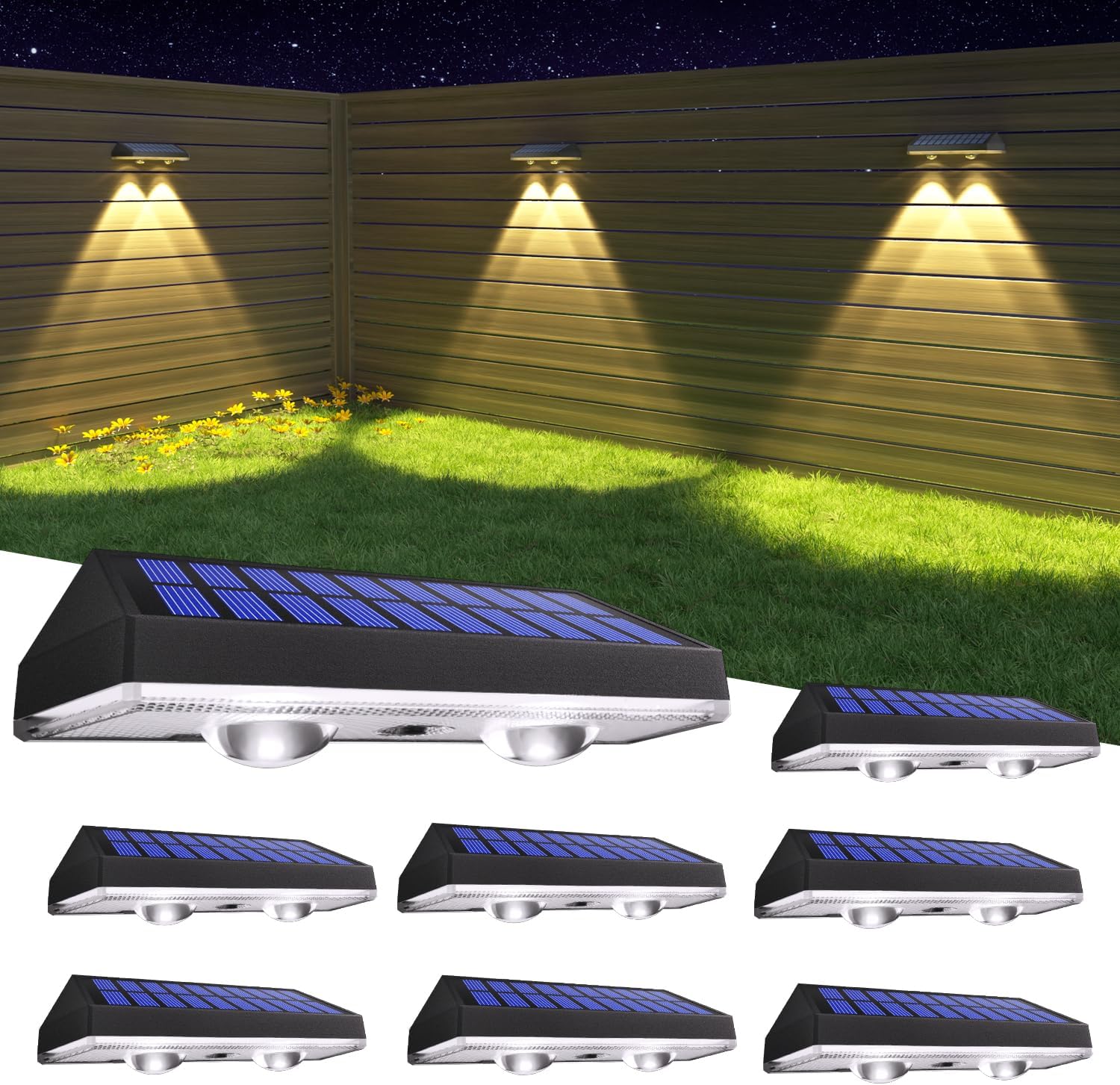 Detalle de HAMLITE Solar Fence Lights 8-Pack