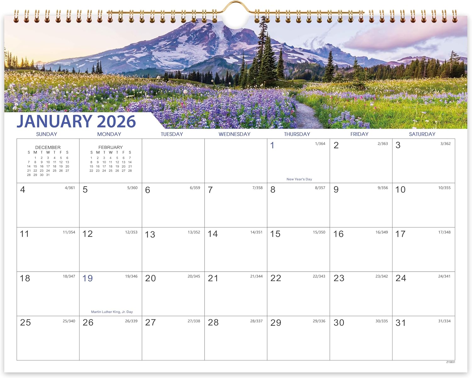 2026 Calendar 18-Month Wall Calendar 15" x 11.5" 📅