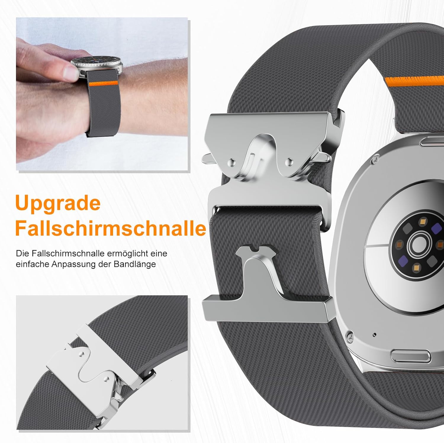 Thumbnail 1 de Hexasider stretchy nylon strap with parachute-style buckle for Samsung Galaxy Watch 8/Watch 8 Classic (2025), 40/44/46mm