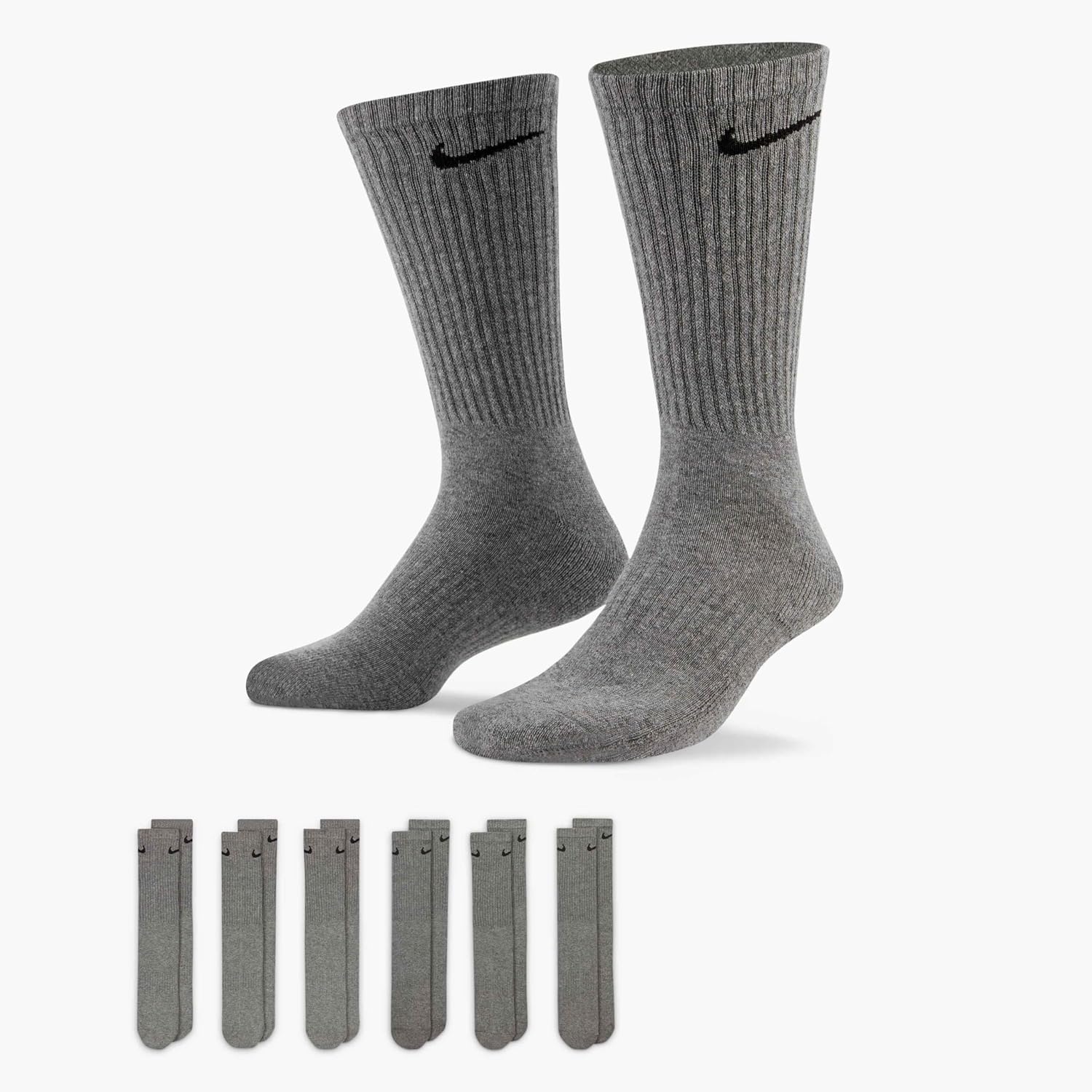 Thumbnail 6 de Nike Unisex Everyday Cushioned Training Crew Socks (6 Pairs) – Black/White, Large