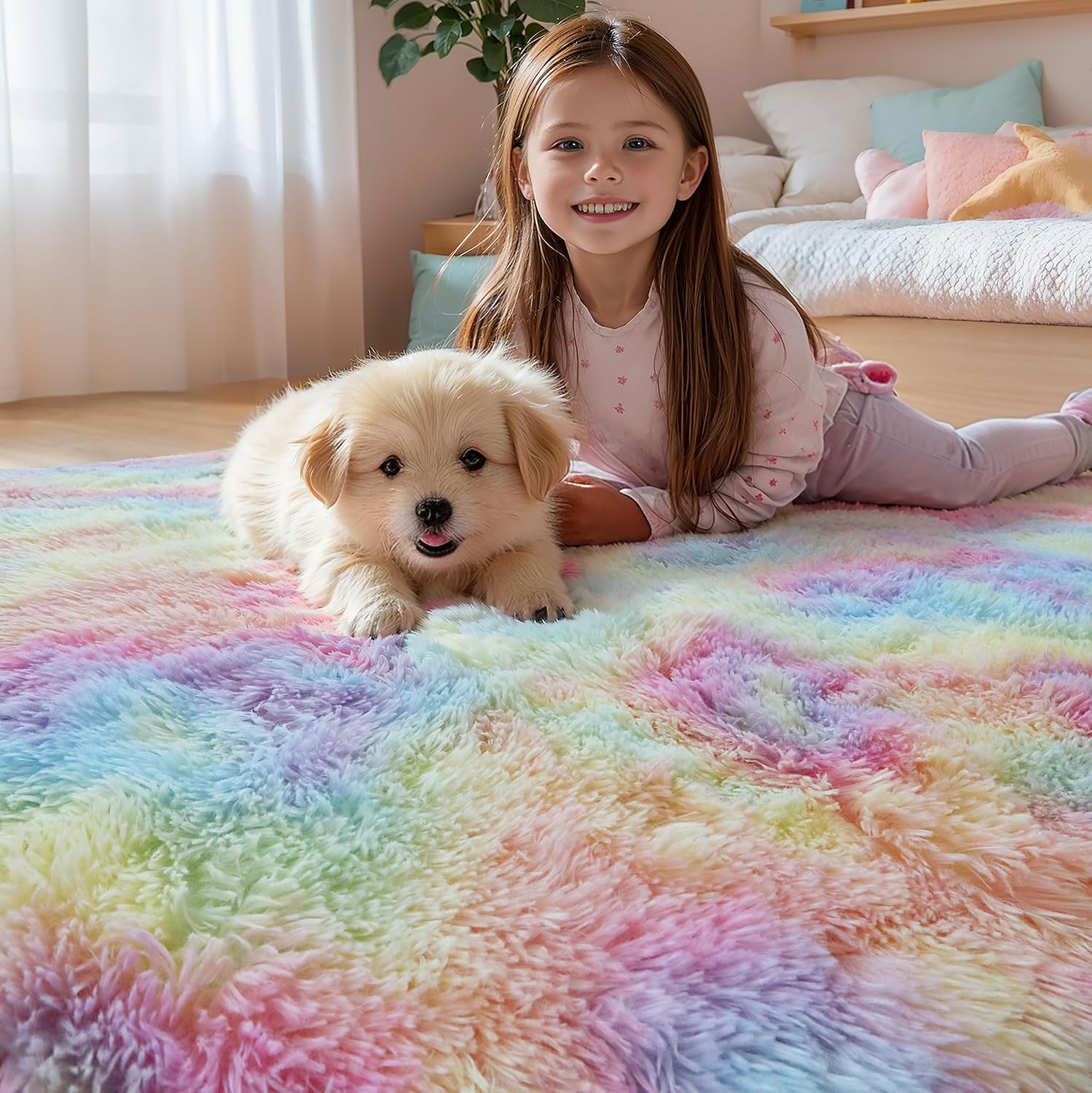 Thumbnail 1 de Fluffy 4x6 Area Rug for Girls Bedroom 🏠