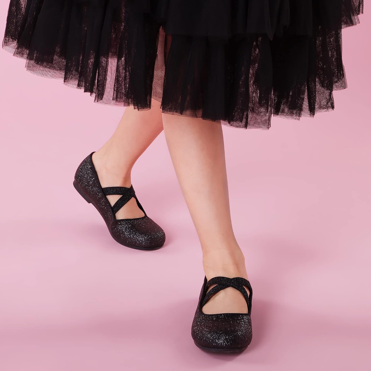 Detalle 2 de Dream Pairs Bambini Ballerine Mary Jane Angie-2: glitterate, comode e versatili per feste e principesse