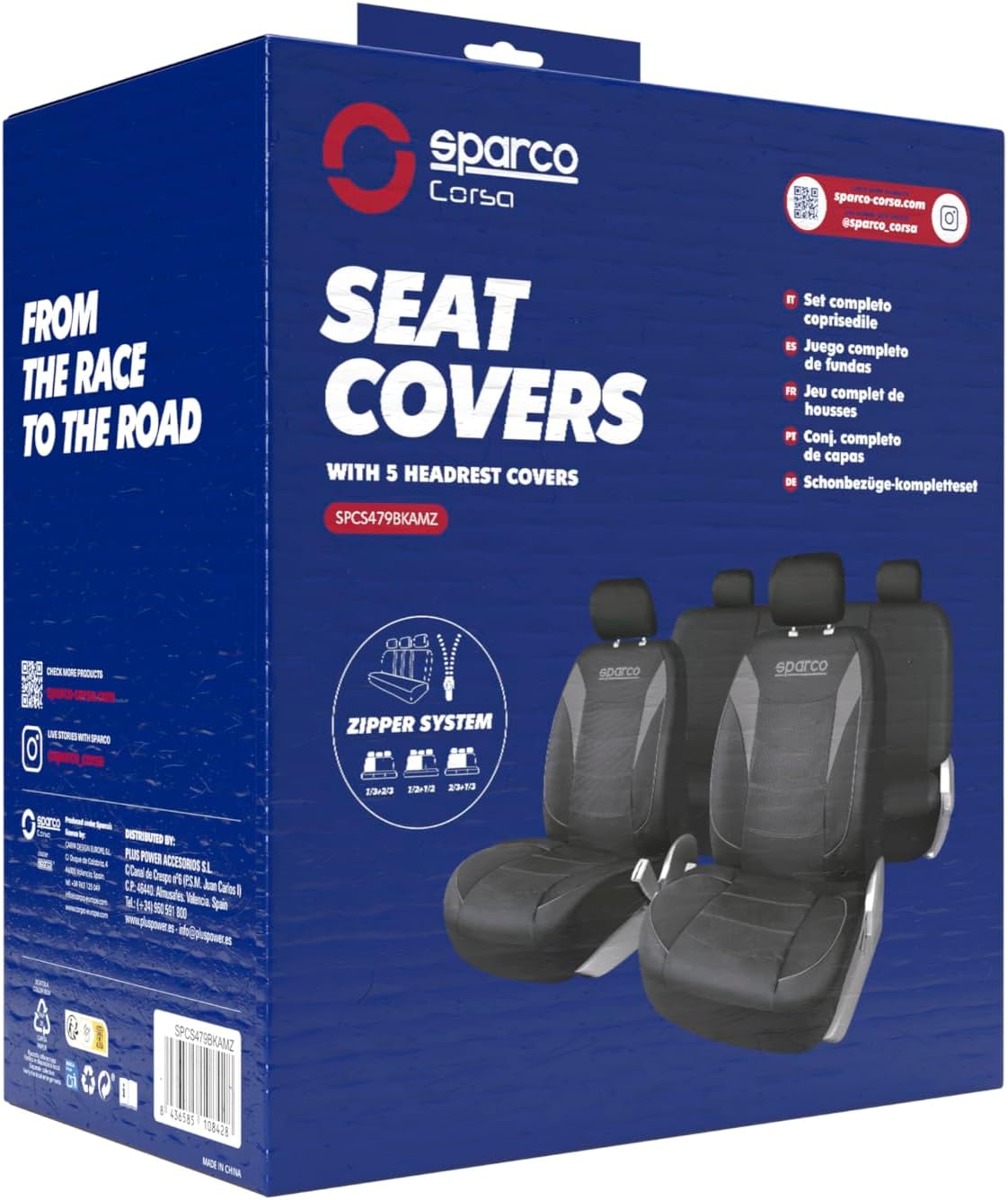 Thumbnail 4 de Sparco Set completo di coprisedili per auto a 5 posti (9 pezzi) – Amazon Exclusive, PVC resistente con sistema a cerniera