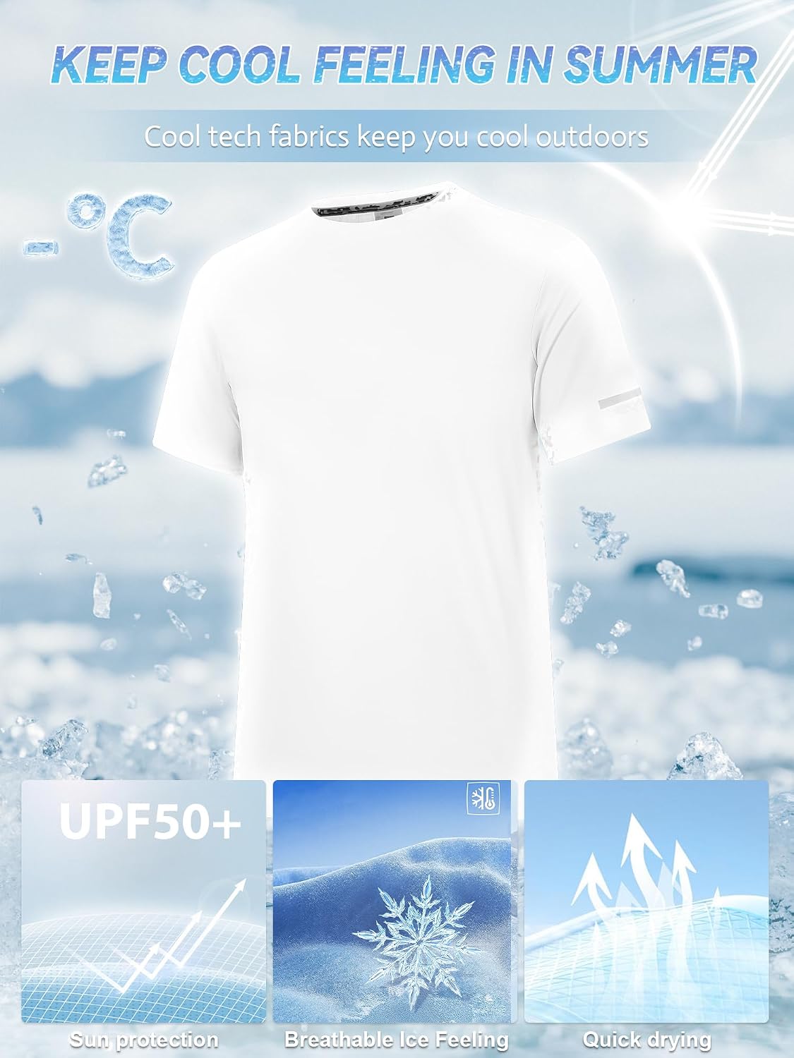 Detalle de Men's Rash Guard UPF 50+ Sun Protection T-Shirt (Short/Long Sleeve) – Lightweight Quick-Dry