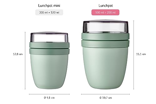 Detalle de Mepal Müslibecher to go – zwei Behälter Lunchpot mit je eigenem Deckel, Nordic Blue