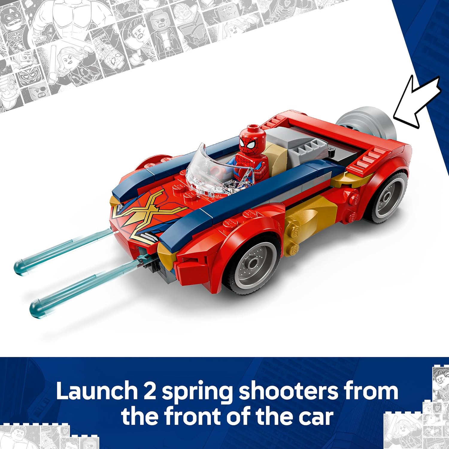 Detalle de LEGO Marvel Spider-Man Car vs. Venomized Wolverine 76336 – Buildable Superhero Car with 2 Minifigures