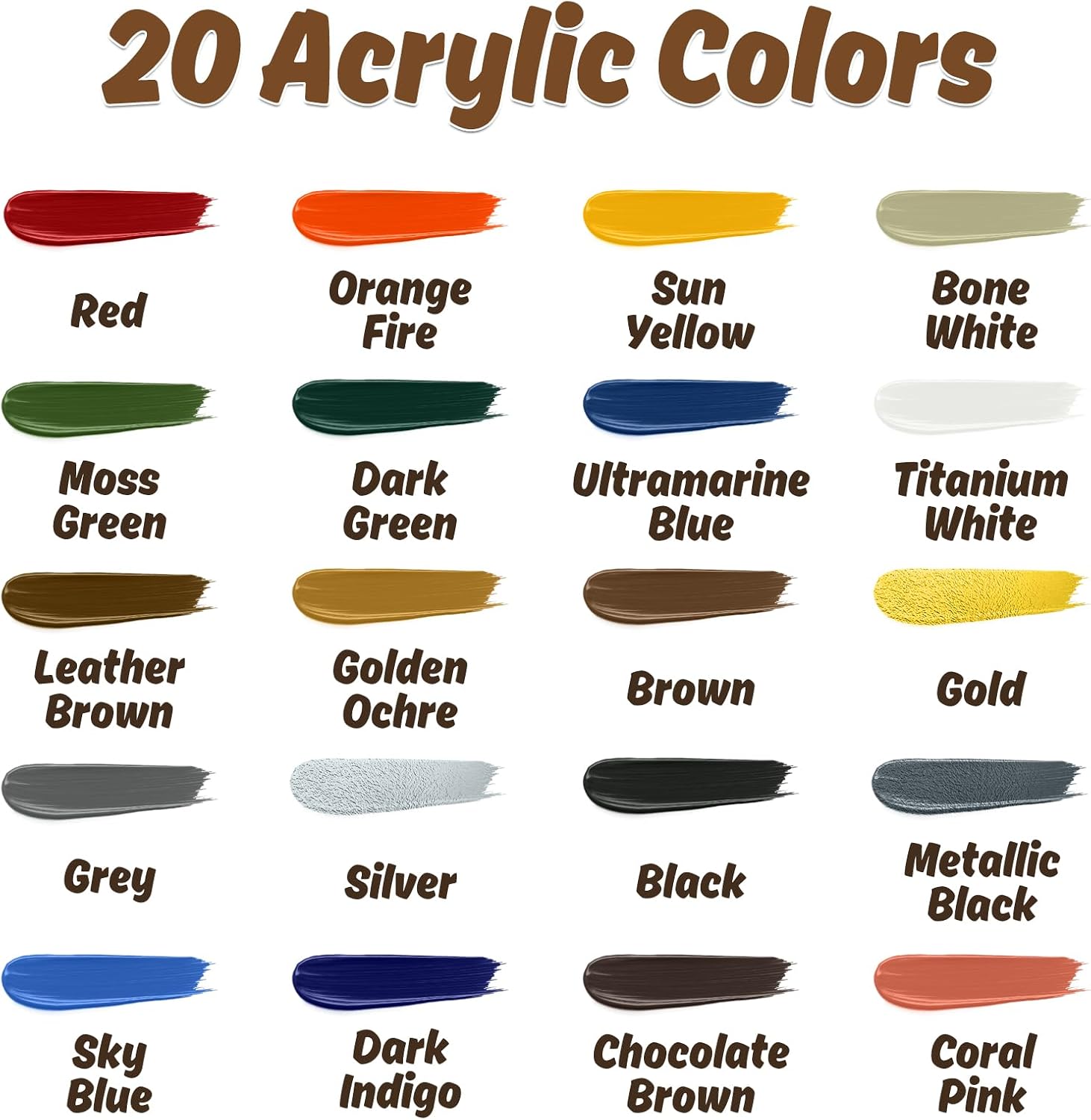 Detalle 2 de X ARTY HUB modelverfset met 20 acrylkleuren, 3 penselen en airbrushgeschikte verf