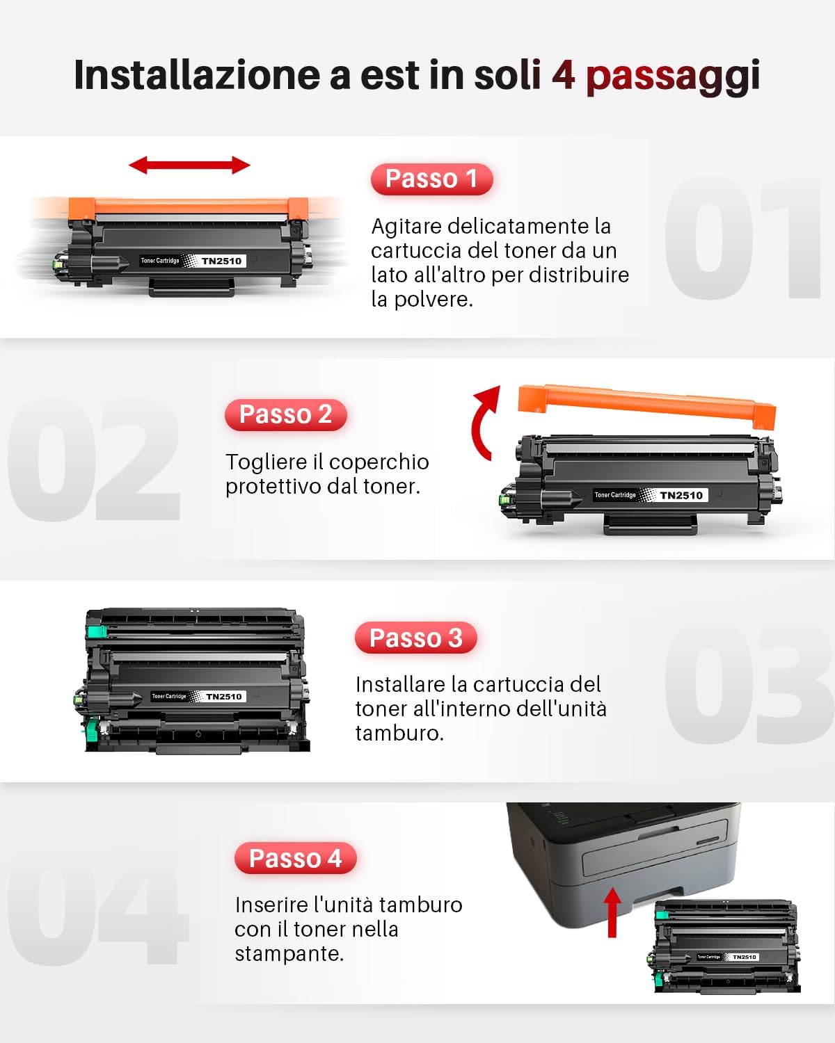 Detalle 2 de Halloya TN2510 TN2510XL – Cartuccia toner nero compatibile per Brother (1200 pagine)