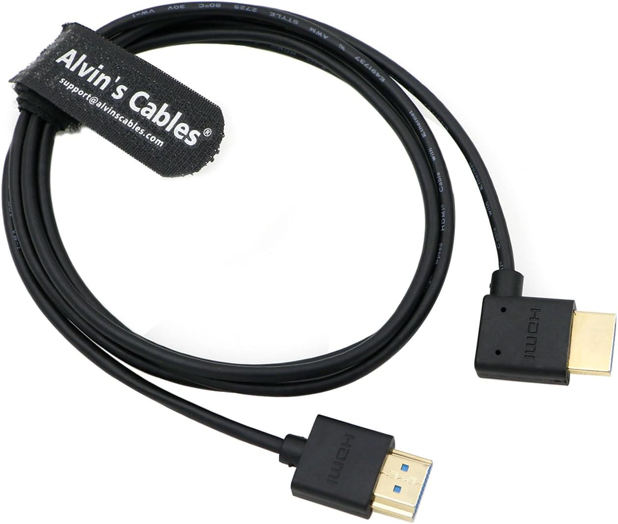 Detalle 2 de Alvin's Cables Ultra HD 8K HDMI 2.1 Cable 50cm (Right Angle to Straight) for Atomos Ninja V, Z CAM E2, Sony FS5/FS7/A7S III