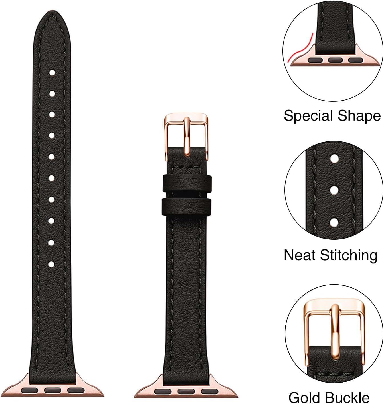 Detalle de STIROLL Slim Leather Bands for Apple Watch
