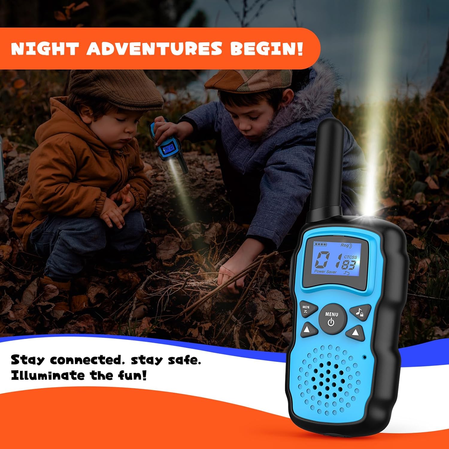 Detalle de Wishouse Walkie Talkies for Kids & Adults (4 Pack) — Long Range, HD Sound, Light & Lanyards