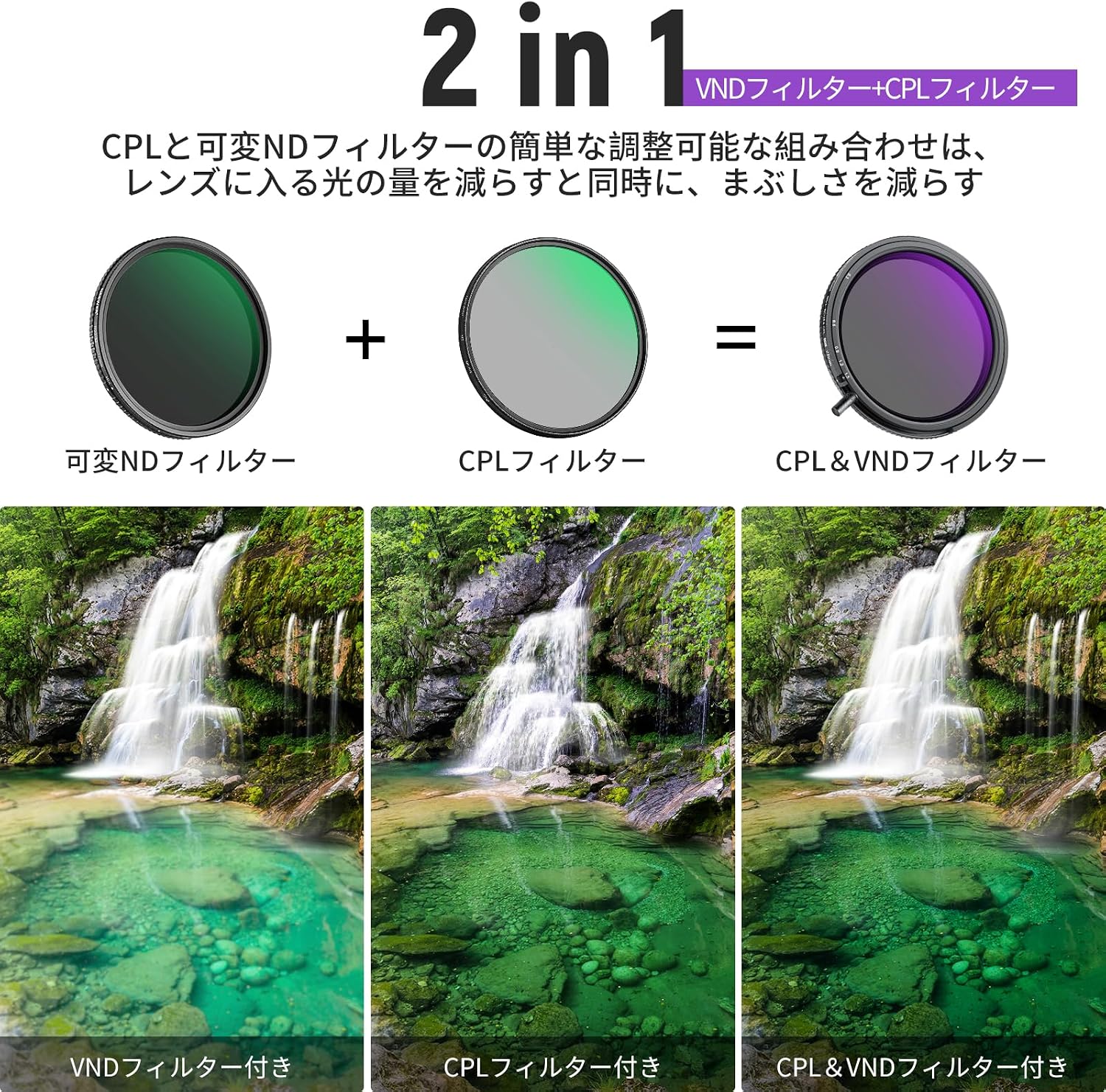 Detalle de NEEWER 43mm トゥルーカラー可変NDフィルター ND2-ND32・CPL一体型