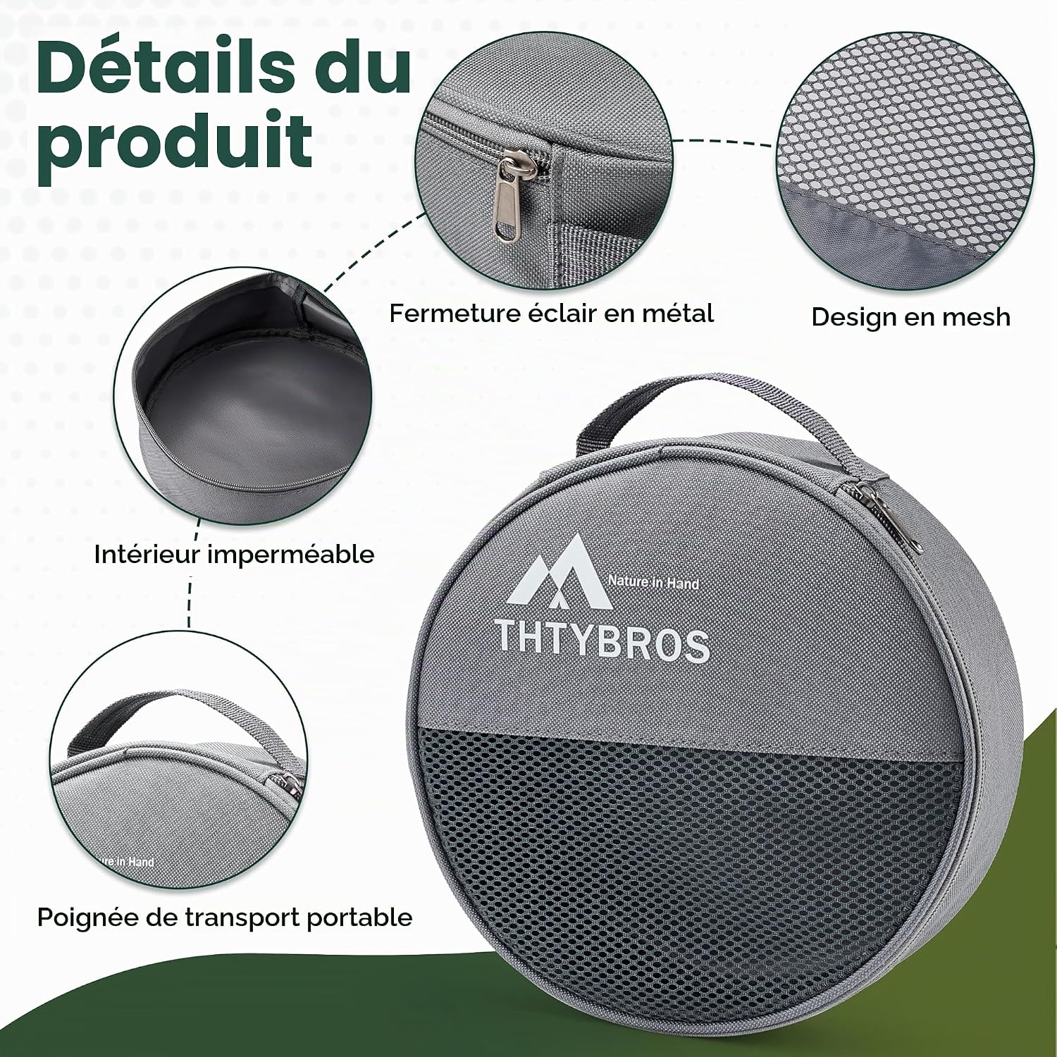 Detalle de THTYBROS HW-UB021P campingservies, 10-delig in roestvrij staal met opbergtas