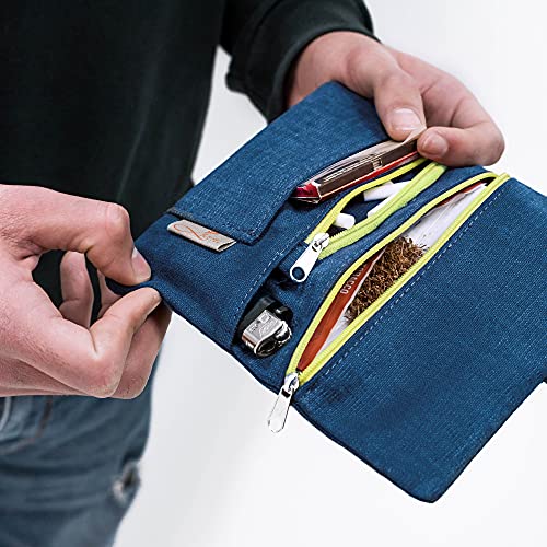 Detalle de Leia Design Porta Tabacco Cartine e Filtri - Astuccio Cucito a Mano, Blu-Verde