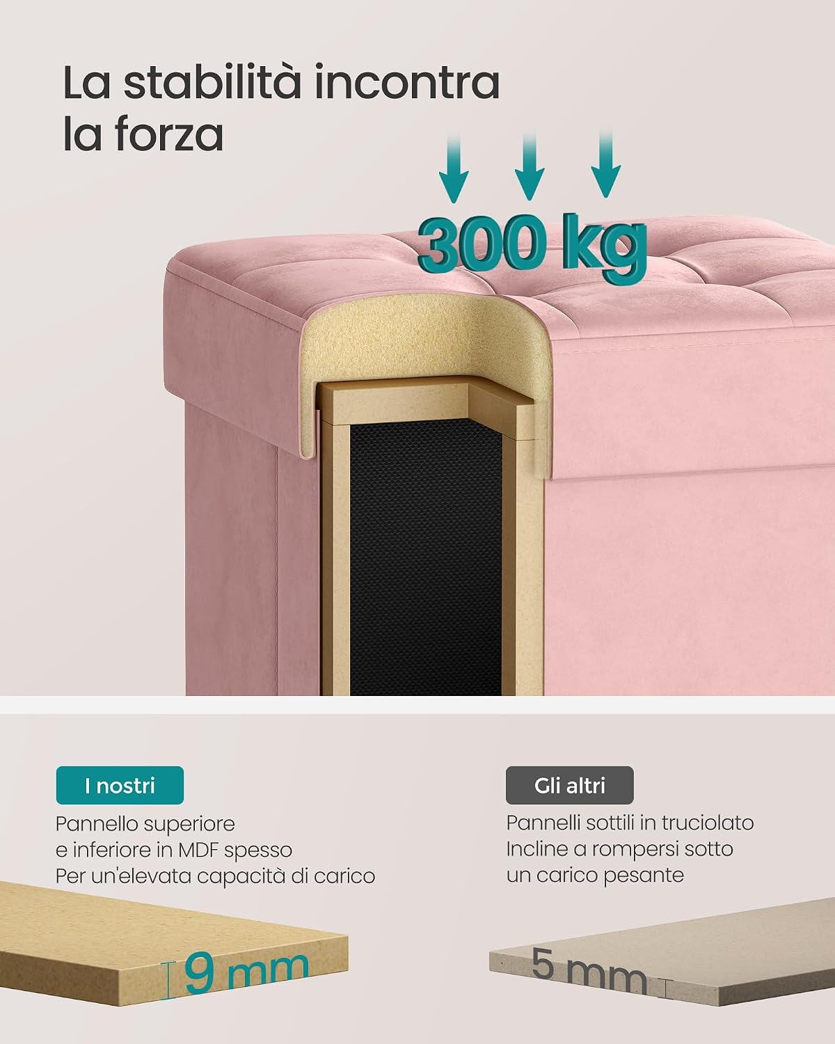 Thumbnail 4 de SONGMICS Pouf Contenitore 37 L rosa pastello