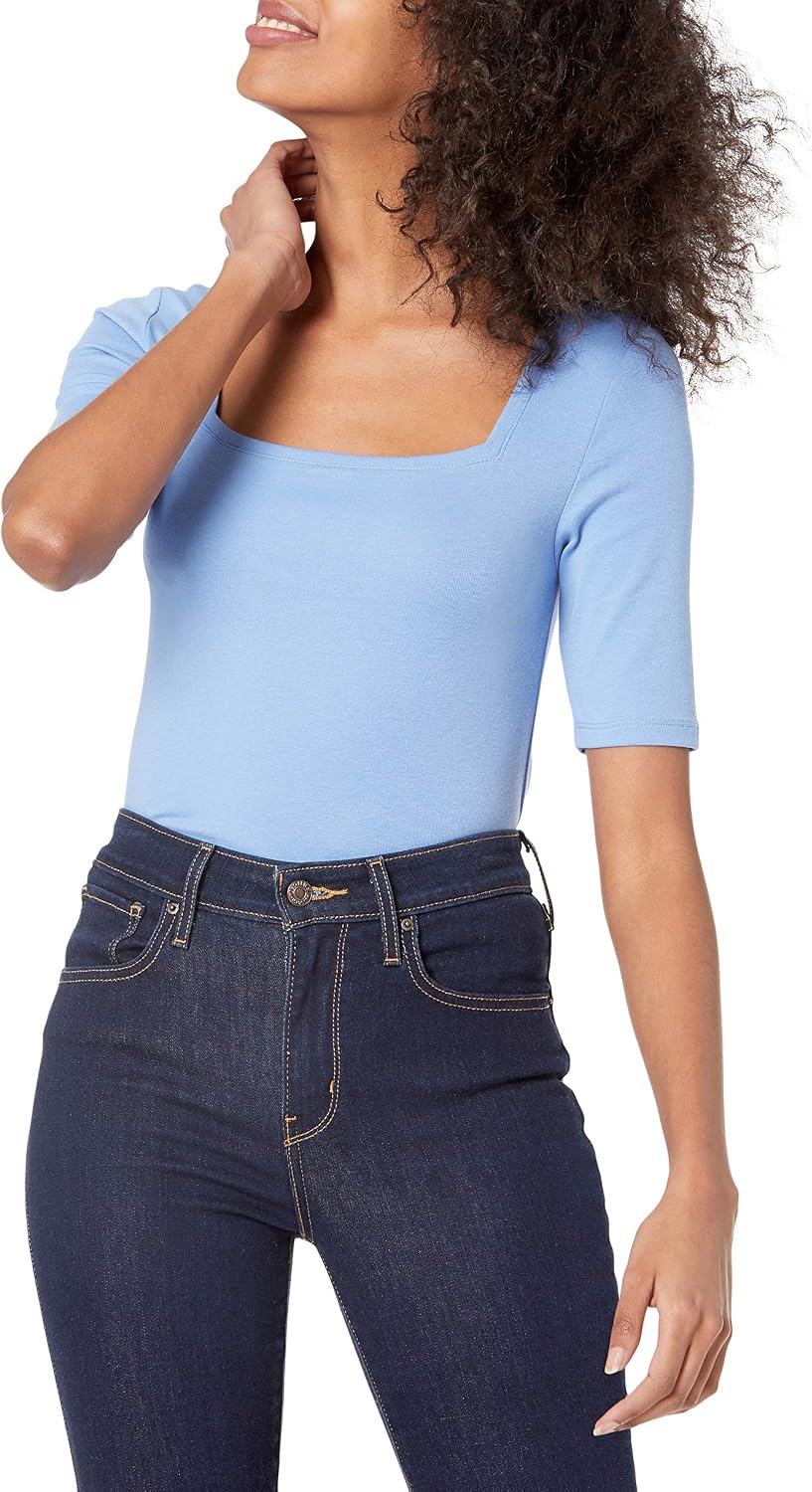 Thumbnail 6 de Amazon Essentials Damen Halbarm-T-Shirt mit eckigem Ausschnitt in schmaler Passform