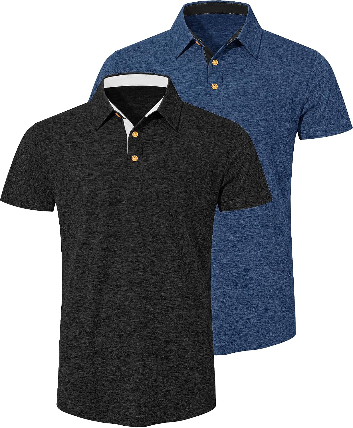 Detalle 2 de TARAINYA Polo Uomo Cotone Maniche Corte con Tasca – Polo estiva in cotone elastico
