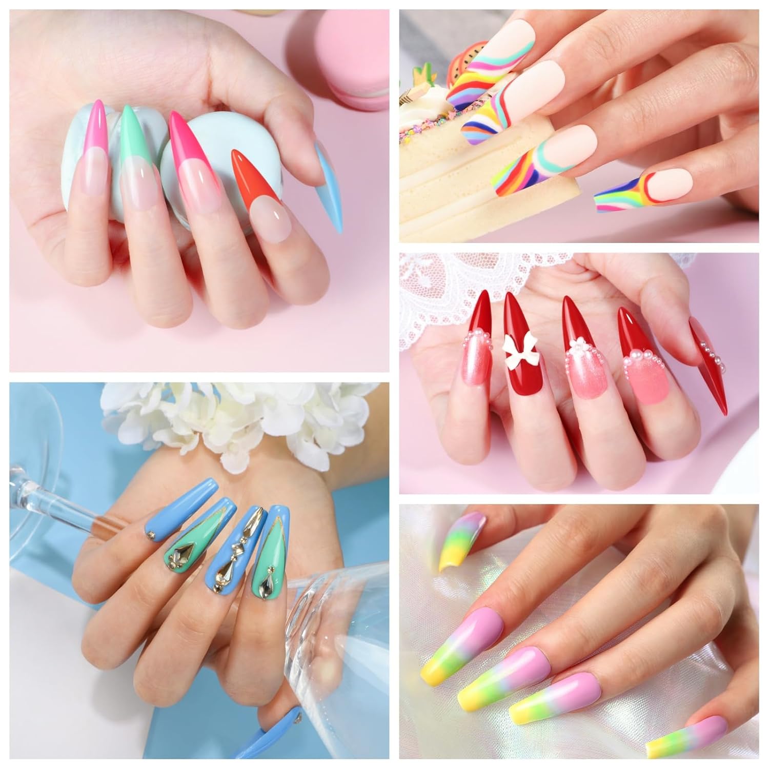 Detalle 2 de COSCELIA 40PCS Gel Nail Polish Set (36 Colors + Glossy/Matt/Silver Top/Base) for at-Home Spring & Summer Manicures