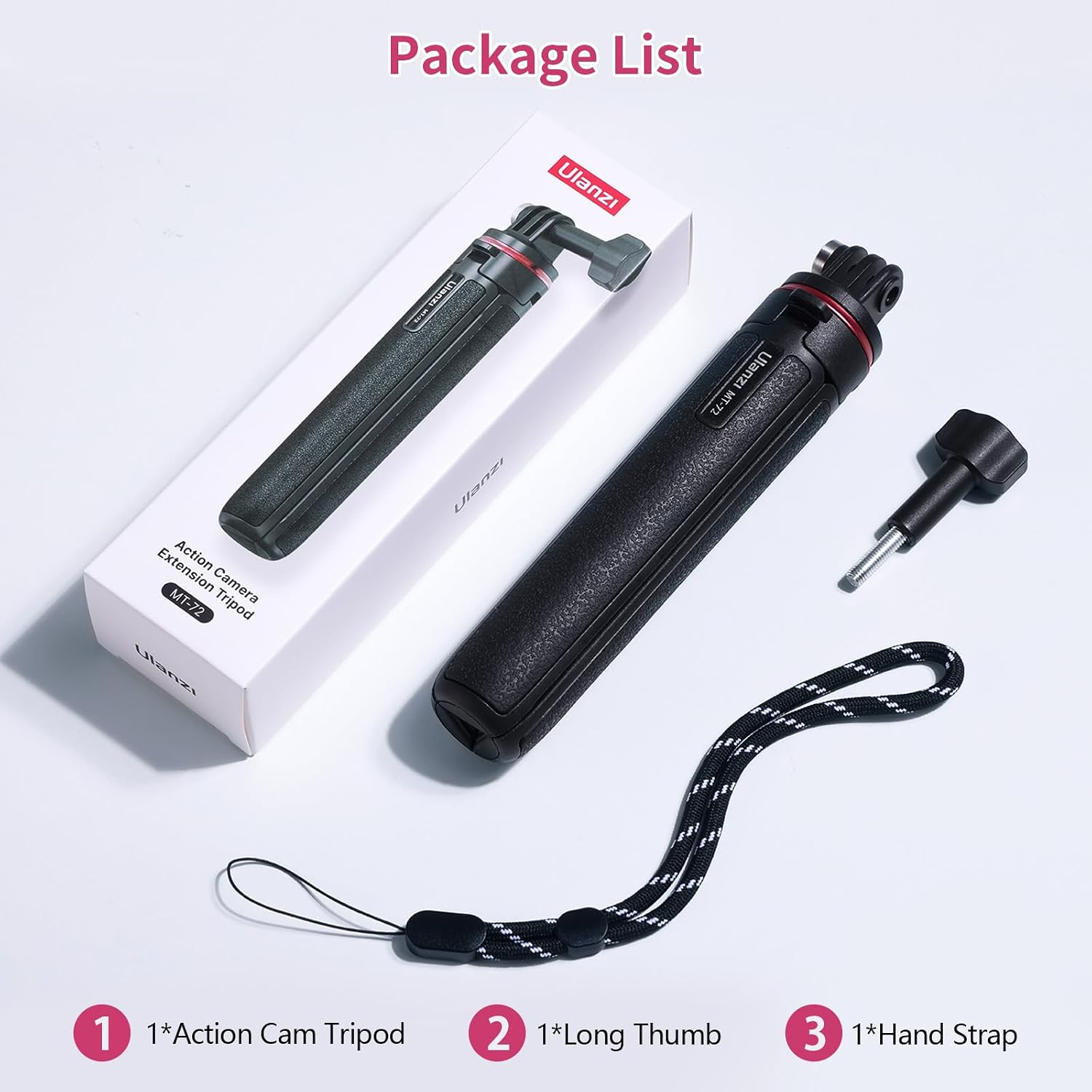 Detalle de ULANZI MT-72 : mini trépied 51 cm pour action cam, trépied de table et selfie stick