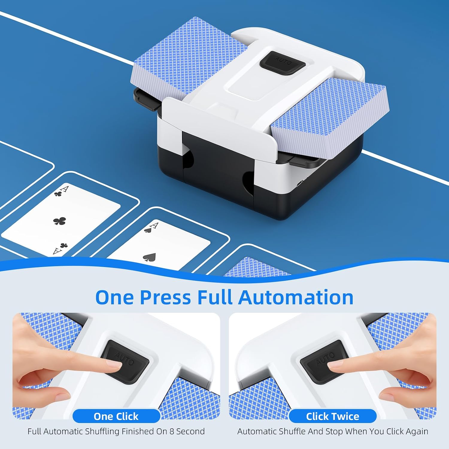 Detalle de AOOELLO Automatic Card Shuffler 1-2 Decks 🎴